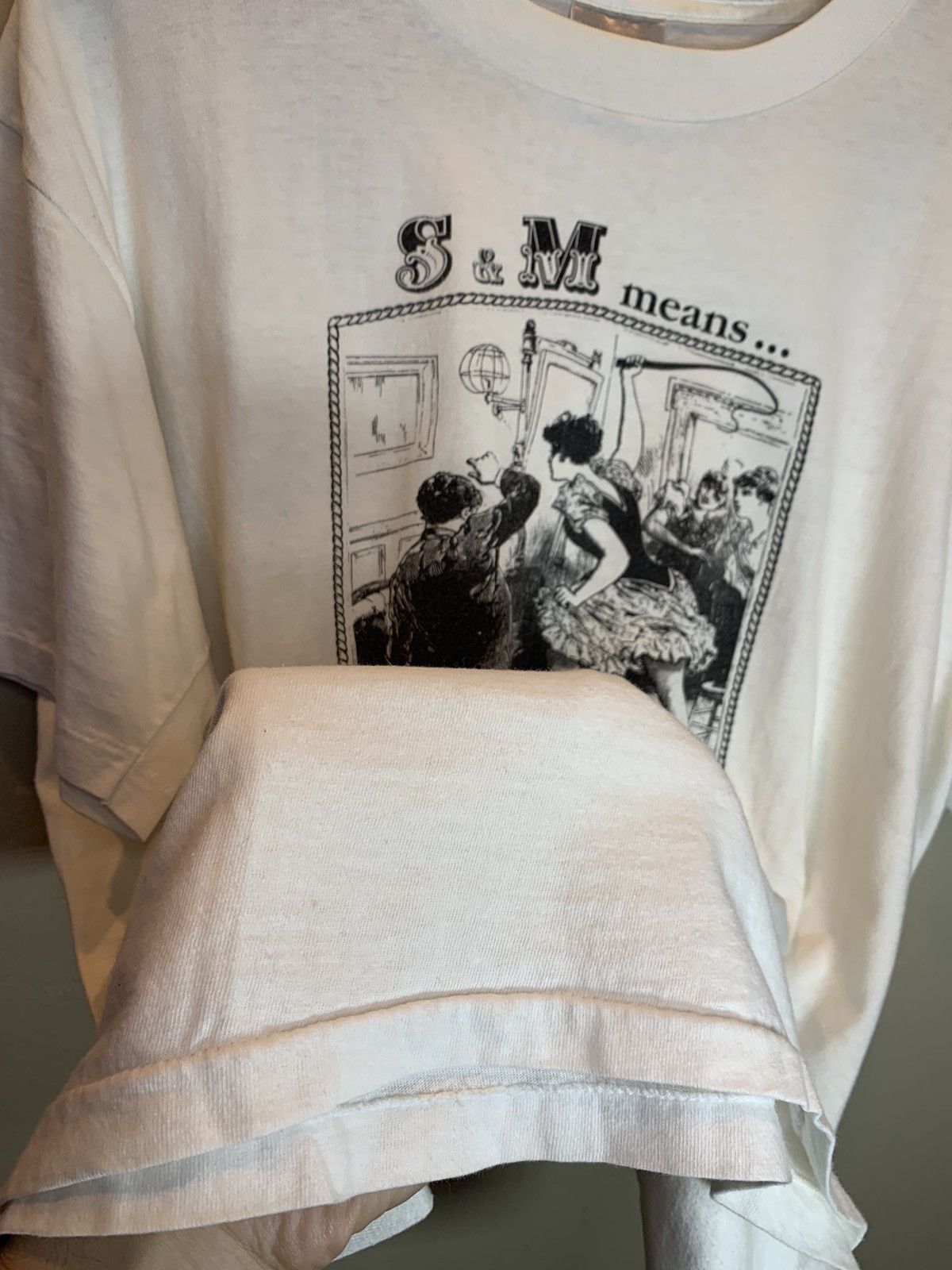 Vintage RARE* Vintage 1991 S&M Means Never Having To Say Sorry Shirt Size US XL / EU 56 / 4 - 4 Thumbnail