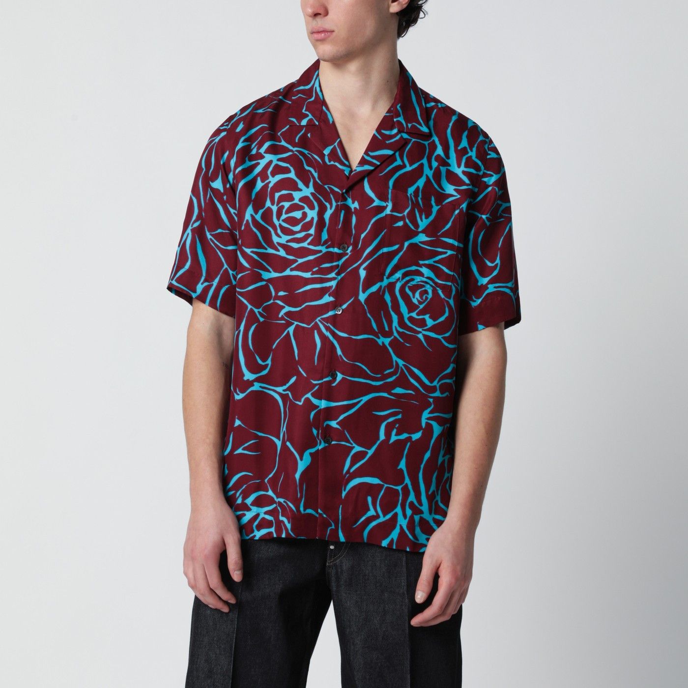 Dries Van Noten Dries Van Noten Burgundy Shirt With Archive Rose Print Size US L / EU 52-54 / 3 - 1 Thumbnail