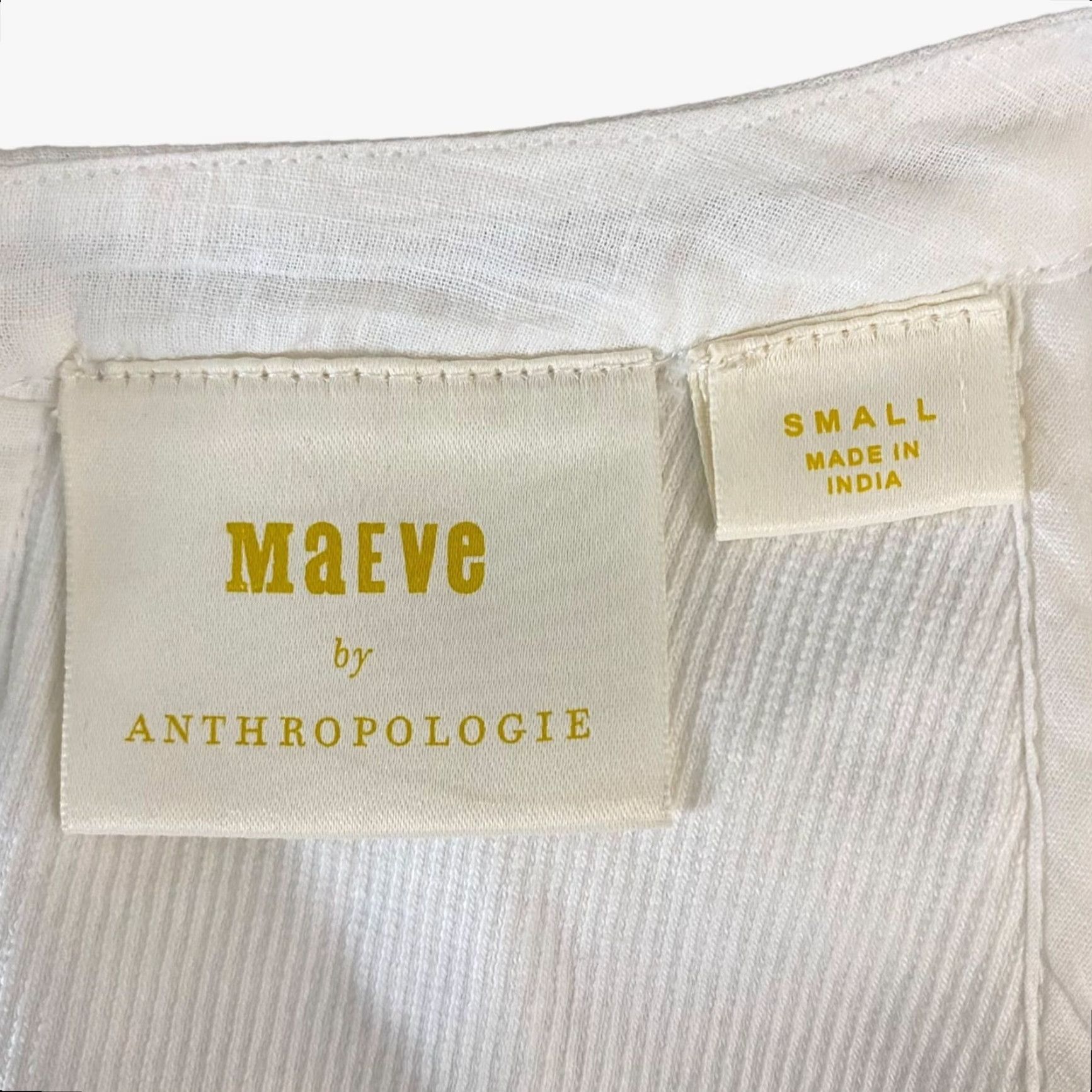 Anthropologie VINTAGE Maeve Anthropologie Women's Tank Top Sleeveless Ruffle Halter Cotton Blend Small White Blouse Size S / US 4 / IT 40 - 7 Thumbnail
