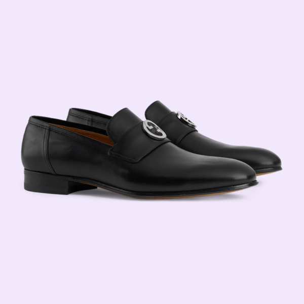 Gucci oc11z1025 Men's Interlocking G Loafers in Black Size US 13 / EU 46 - 3 Thumbnail