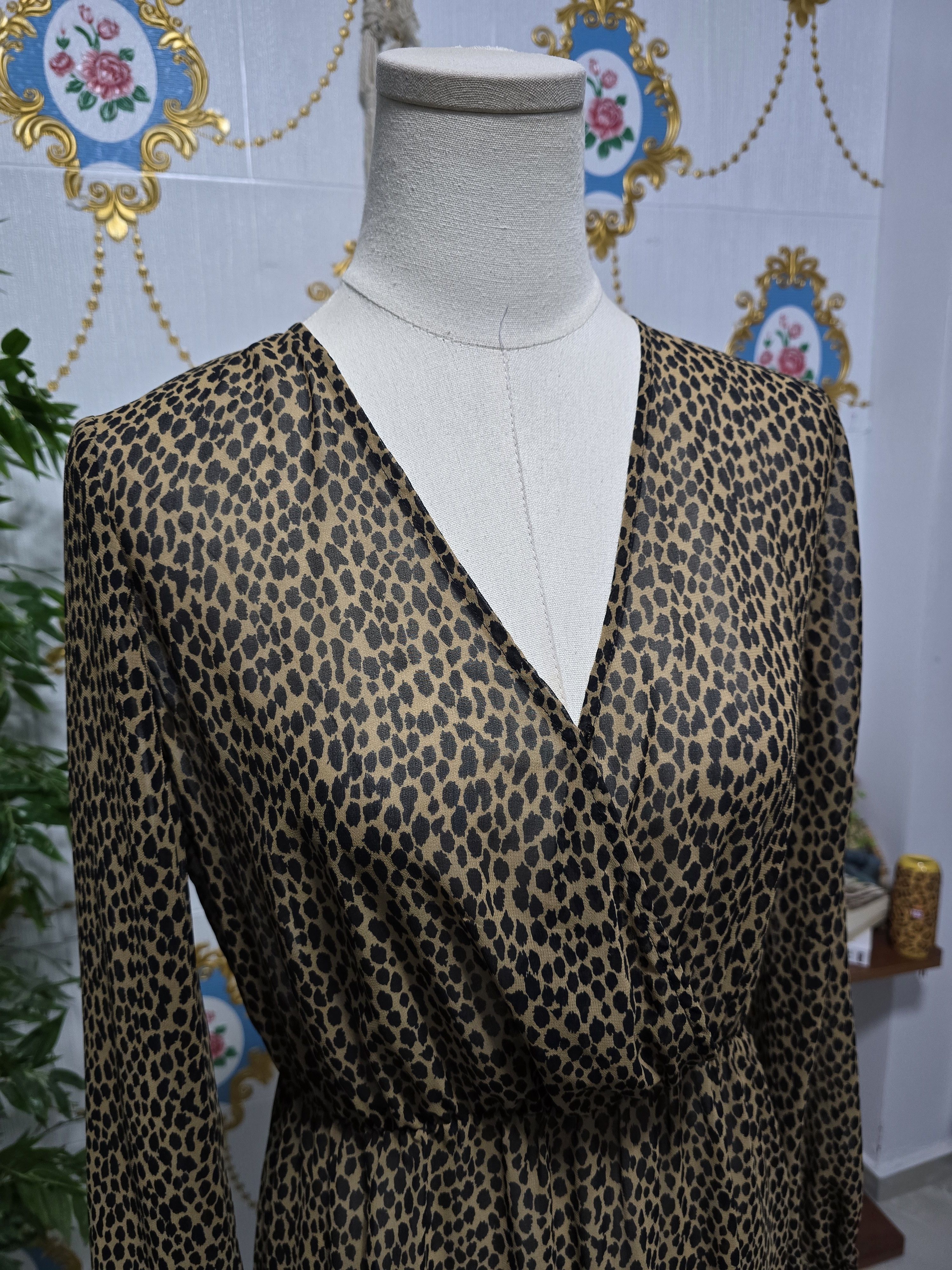 Liu Jo LIU JO ,long-sleeve faux-wrap dress brown and black leopard Size M / US 6-8 / IT 42-44 - 3 Thumbnail