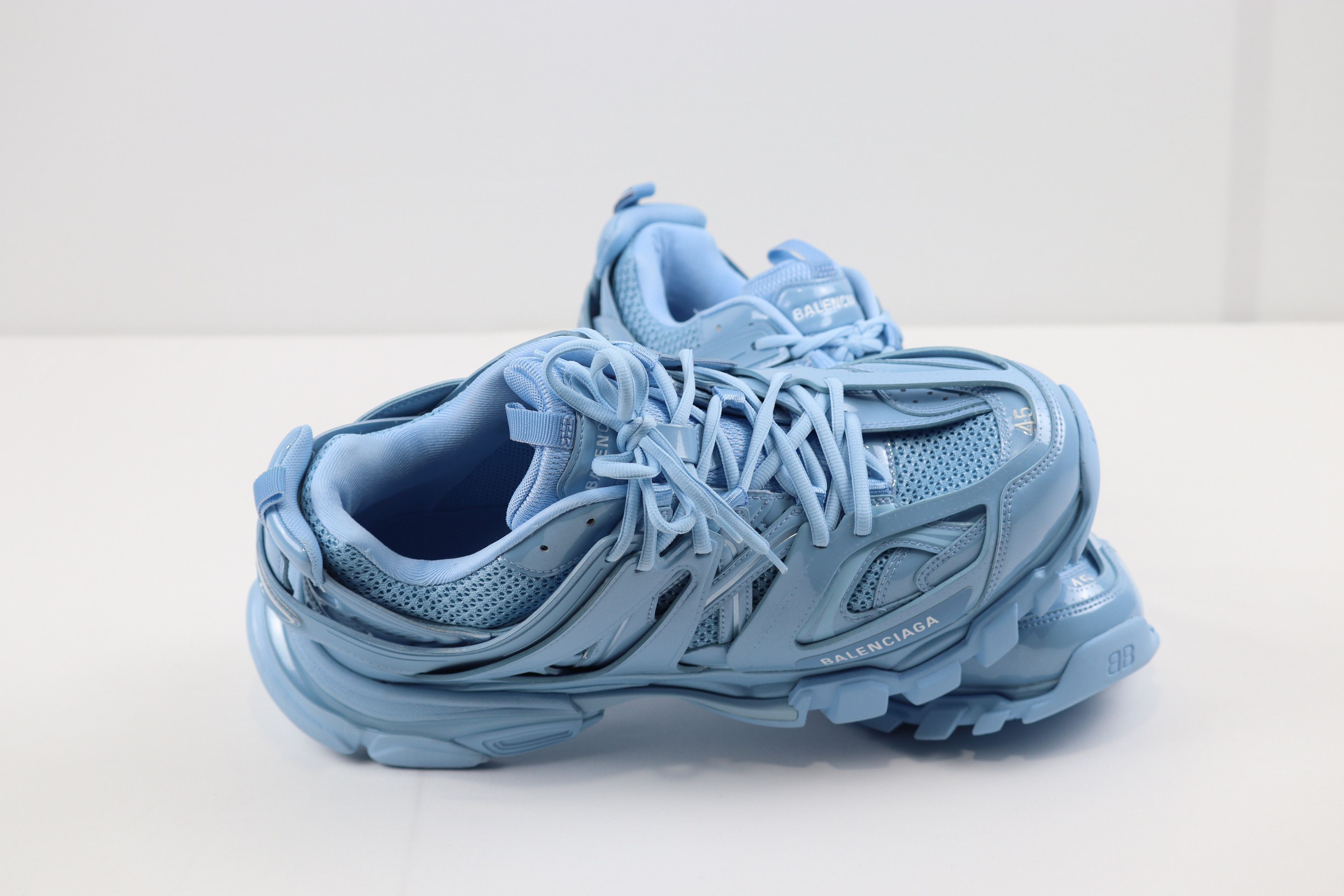 Balenciaga o1rshd10124 Metal Mesh Rubber Track Sneaker in Light Blue Size US 12 / EU 45 - 5 Thumbnail