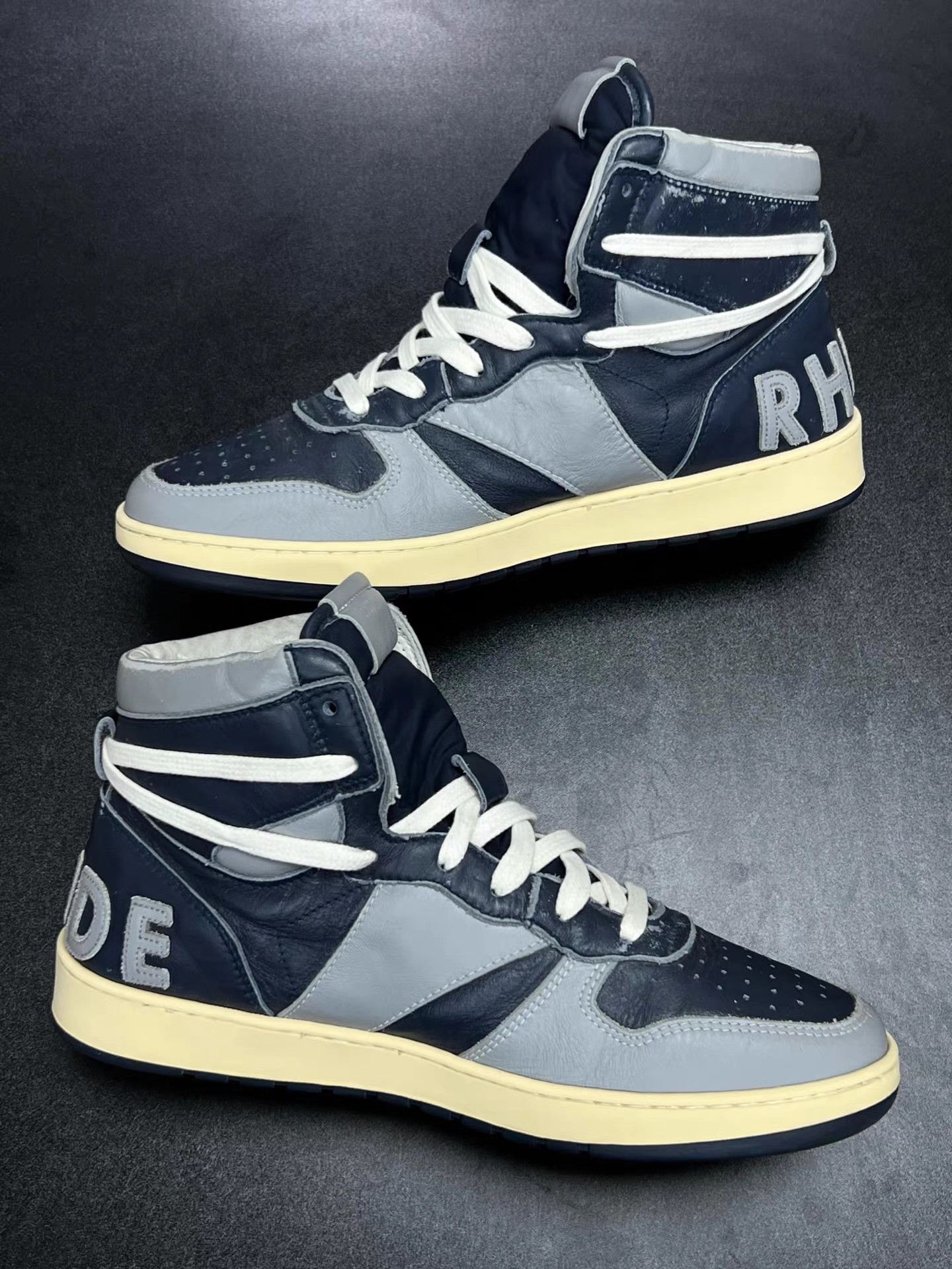 Rhude RHUDE Blue-Gray Distressed High-Top Sneakers K15 Size US 8 / EU 41 - 6 Thumbnail