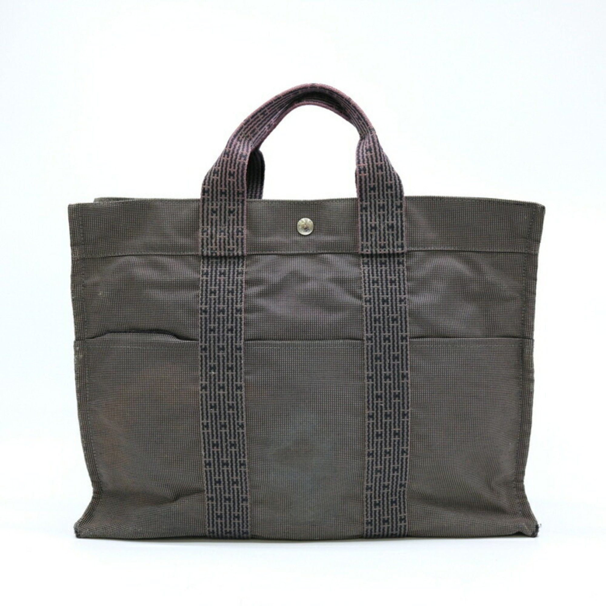 image of Hermes Air Line Tote Bag Mm Handbag Grey Nylon Canvas, Women's