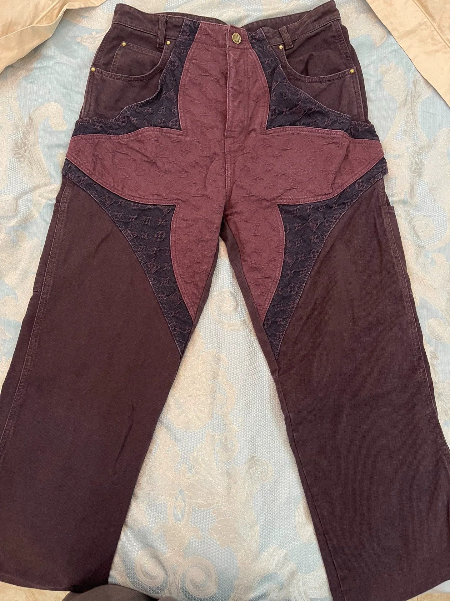 Louis Vuitton LV Ltd Ed Classic Monogram Patchwork Floral Jeans 32 Size US 32 / EU 48 - 1 Thumbnail