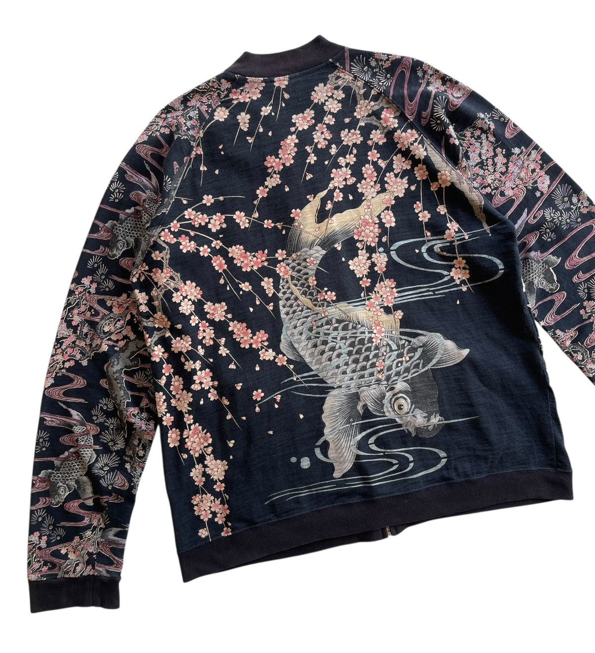 Japanese Brand Japanese Clasic Scrip Sukajan Embroidery Blossom Fish Motif Size US L / EU 52-54 / 3 - 7 Thumbnail