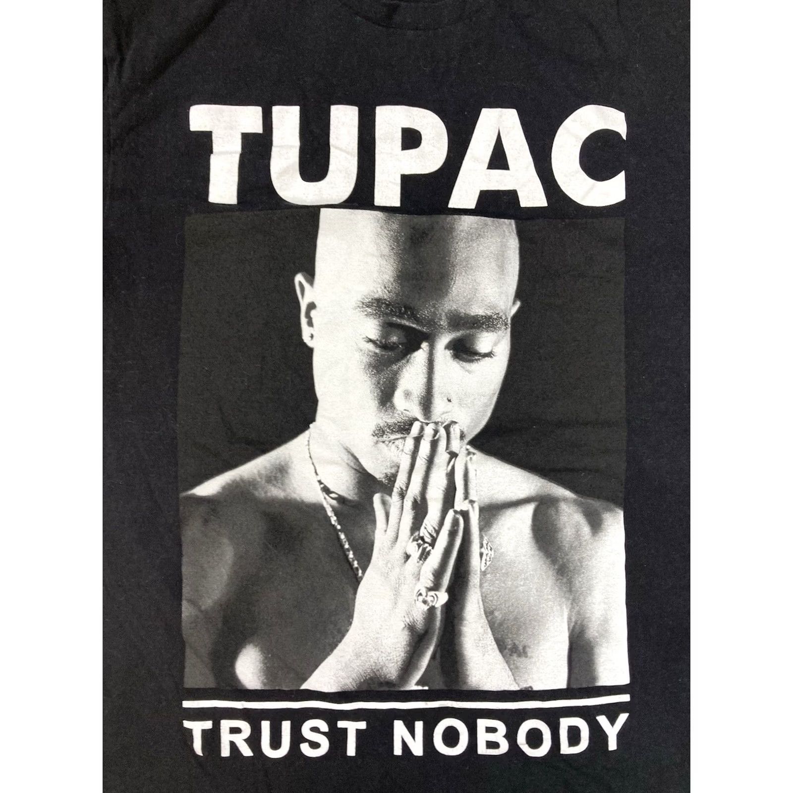 Vintage 2pac Tupac Shakur Trust Nobody Graphic T-shirt Women Small Black Music Shirt Ladies Small Black Hip Hop 90s Party/Cocktail Casual Size S / US 4 / IT 40 - 2 Thumbnail