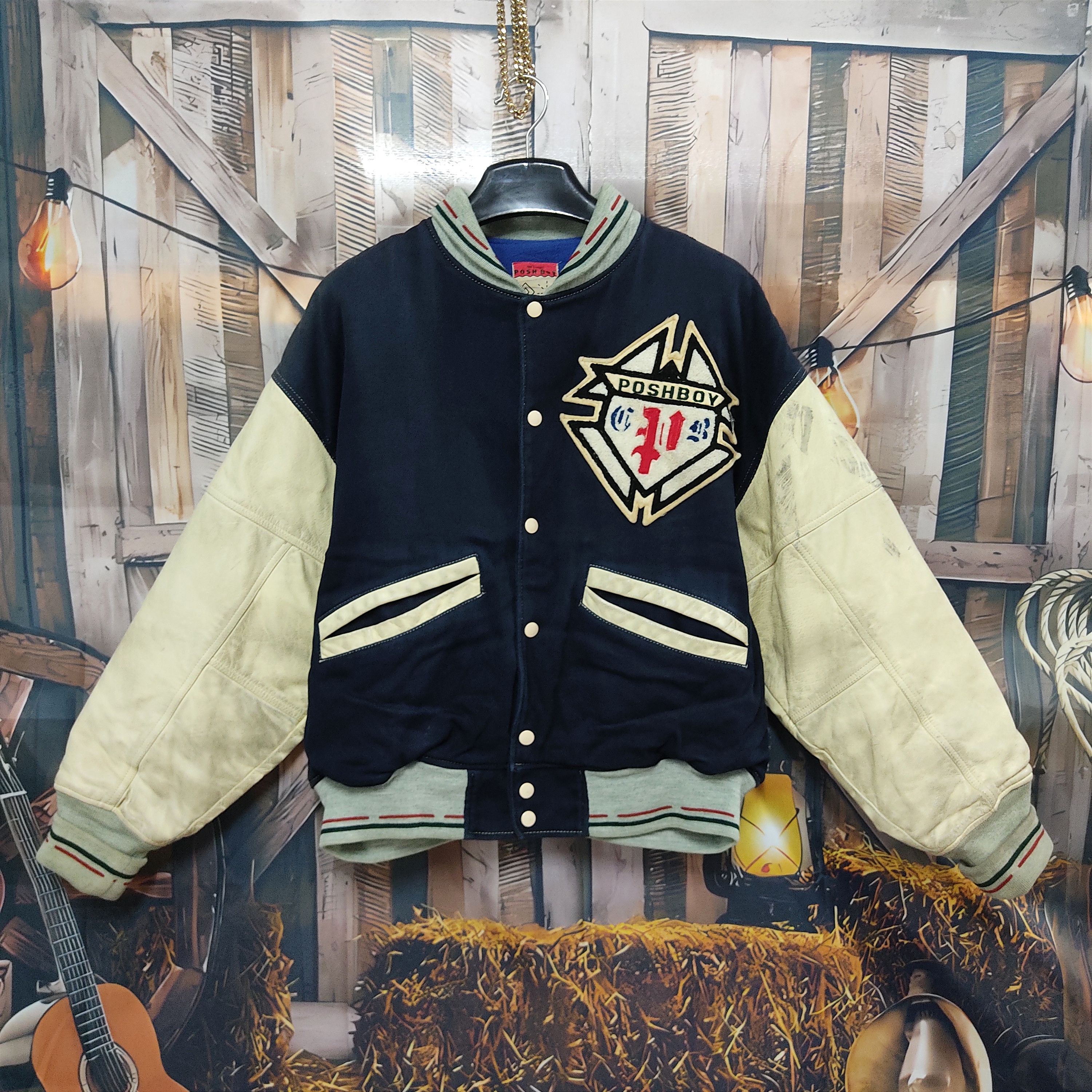 Japanese Brand Vintage THE POSH BOY Leather Sleeve Patched Varsity Jacket Size US XL / EU 56 / 4 - 3 Thumbnail