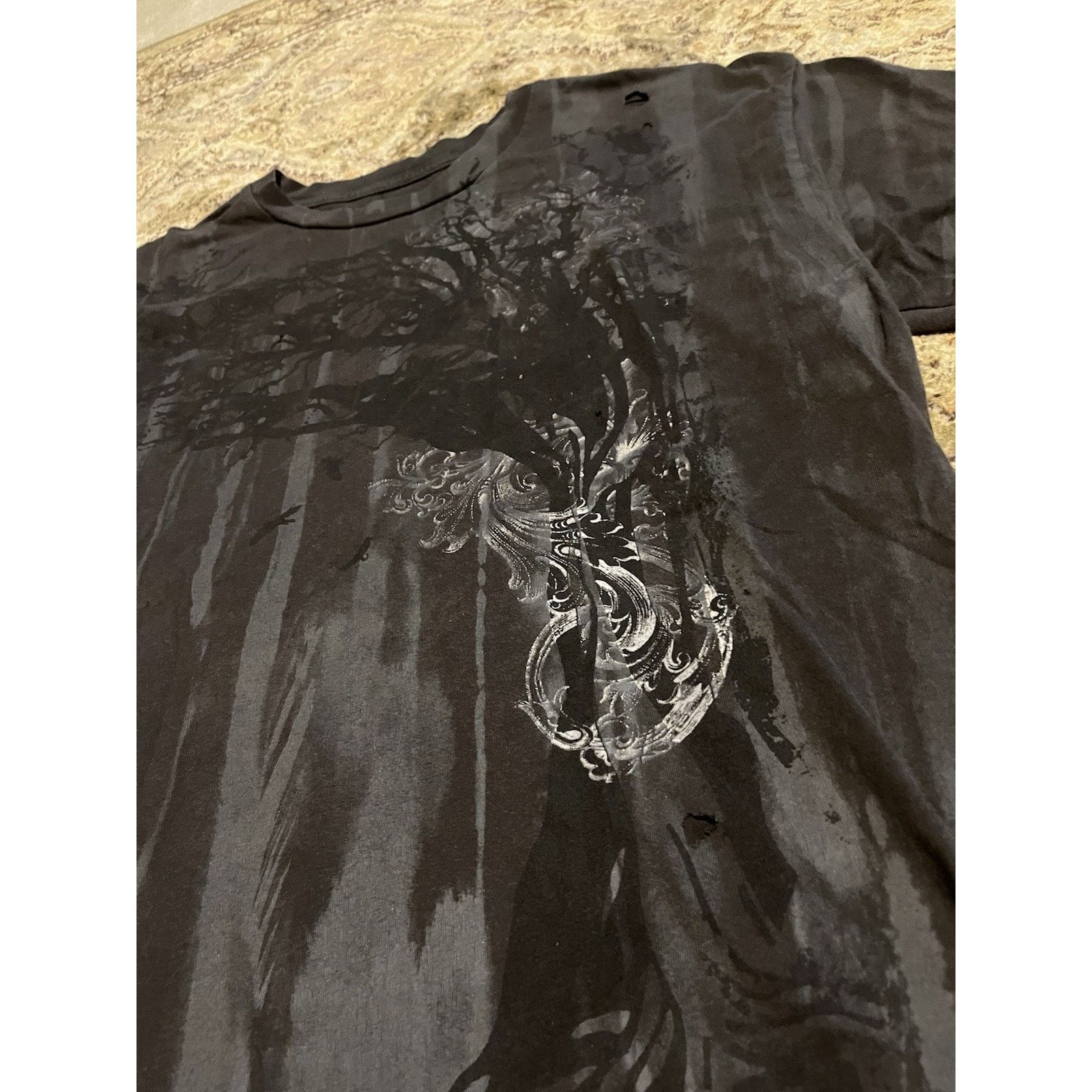 Other Grunge Aop Y2k cigarette burn Tshirt vintage faded thrashed Size US L / EU 52-54 / 3 - 3 Thumbnail