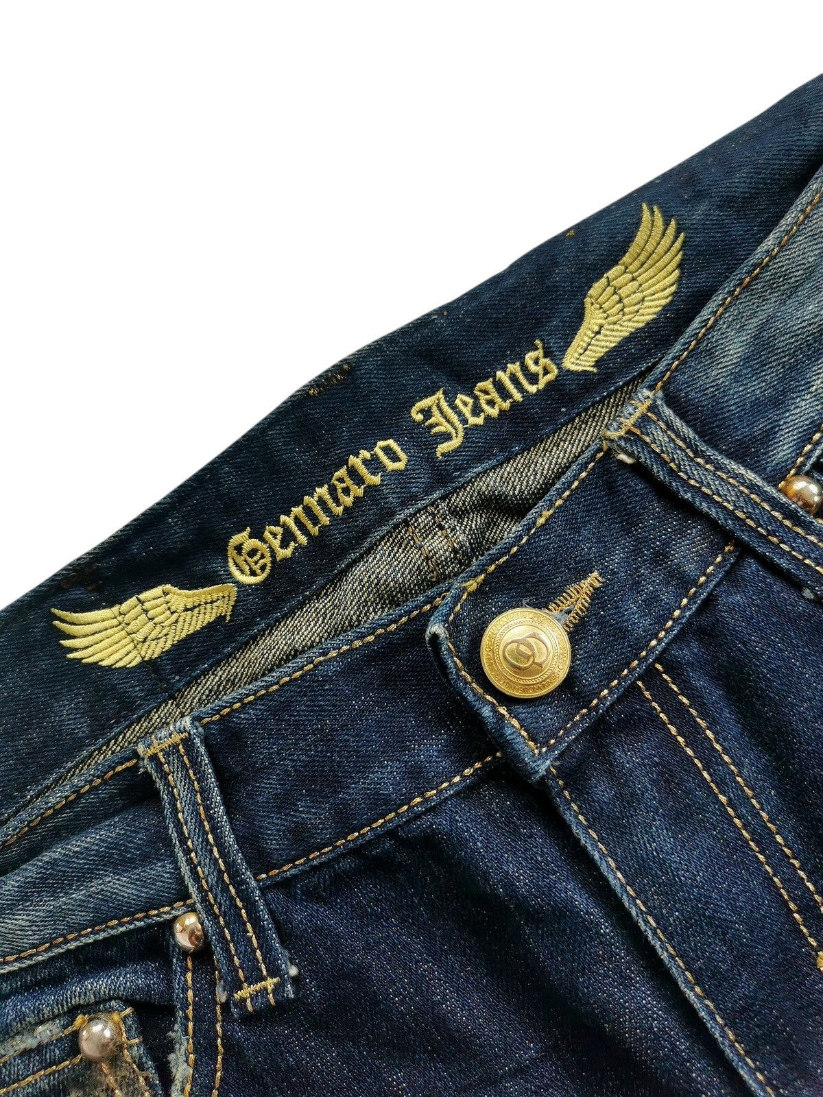 Japanese Brand Gennaro Italia Distressed Flare Denim, Kapital Inspired Size US 31 - 1 Thumbnail