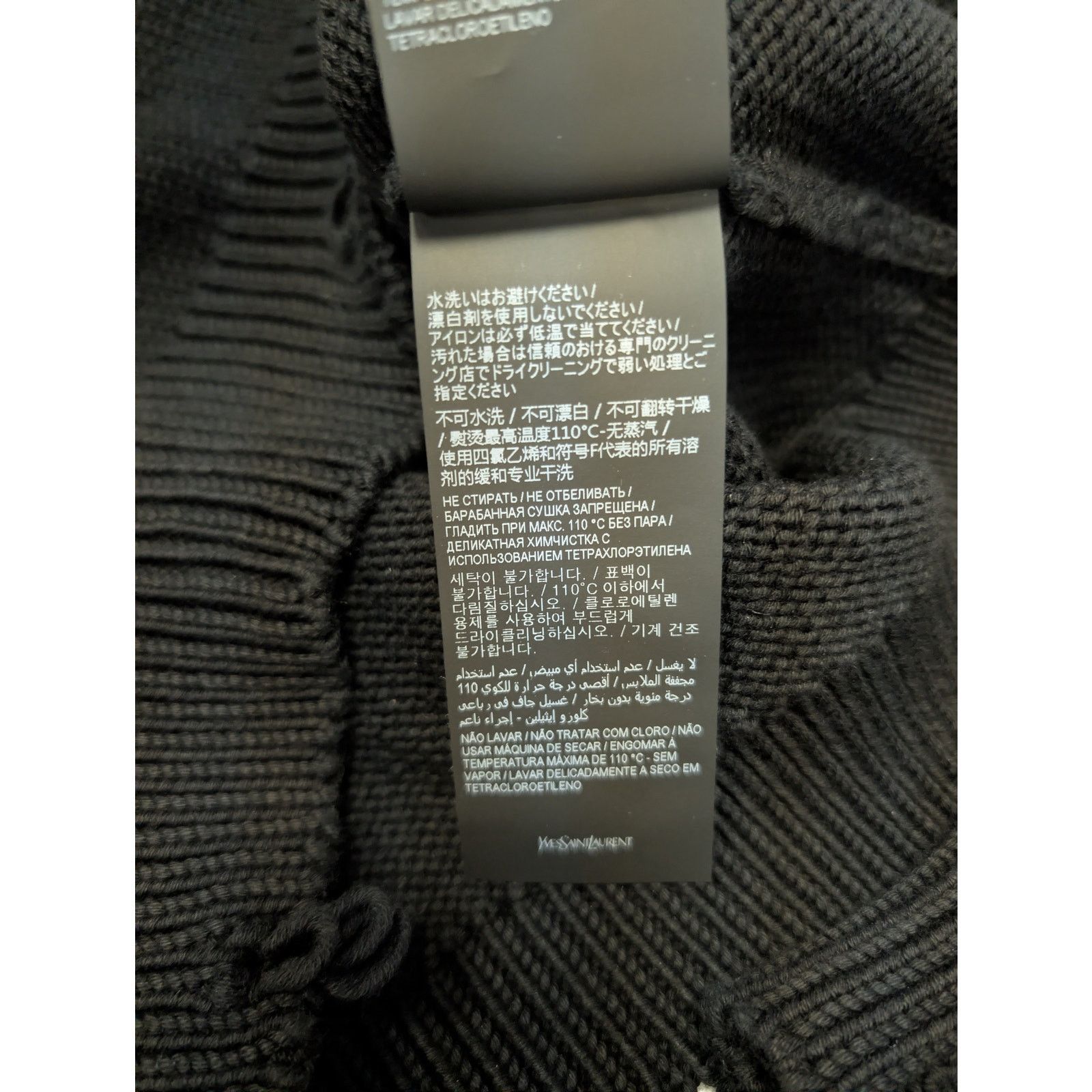 Saint Laurent Paris o1rshd1 Distressed Cotton Knit Crew-Neck Sweater in Black Size US M / EU 48-50 / 2 - 21 Thumbnail