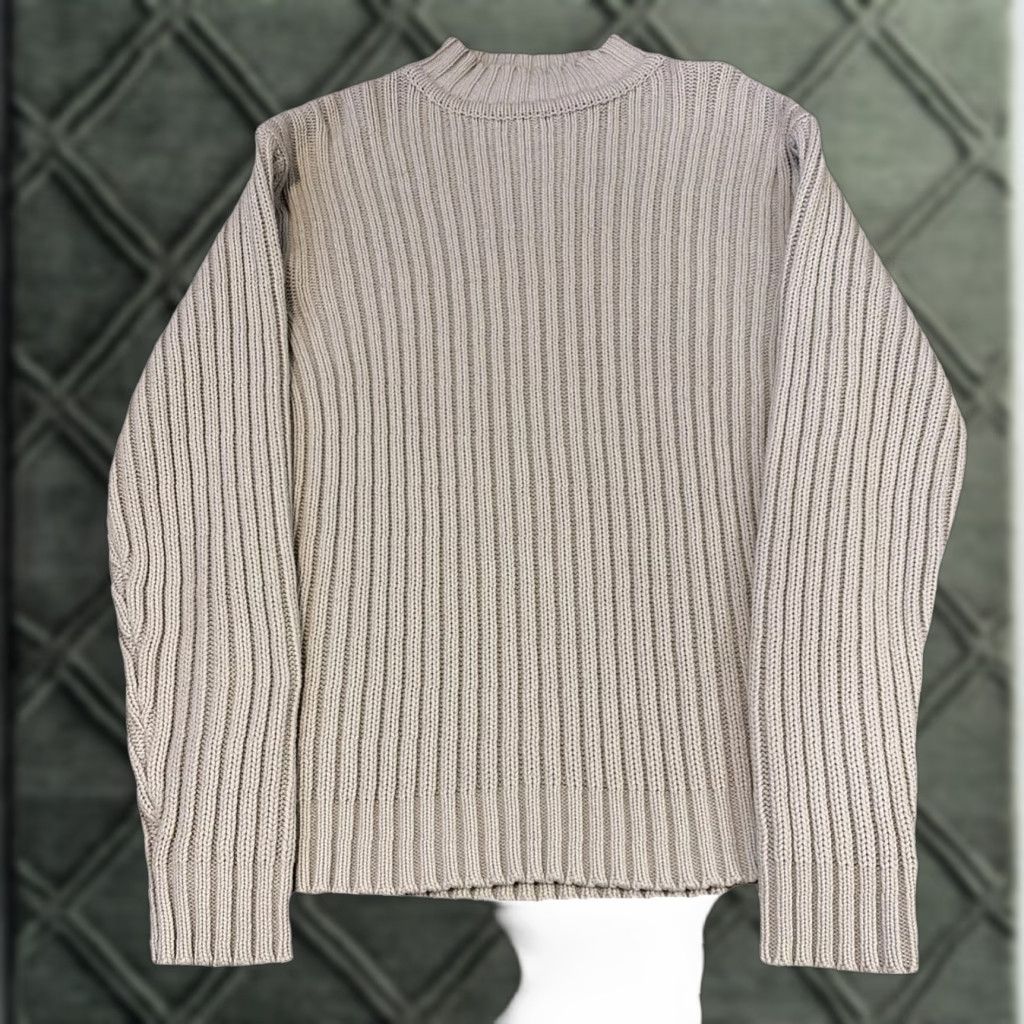 VINTAGE Point Zero Sweater Knit Acrylic Mock Neck White Large Mens