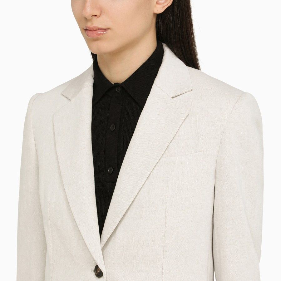 Brunello Cucinelli o1d2blof0824 Single-Breasted Jacket in Linen and Cotton Size M / US 6-8 / IT 42-44 - 4 Thumbnail