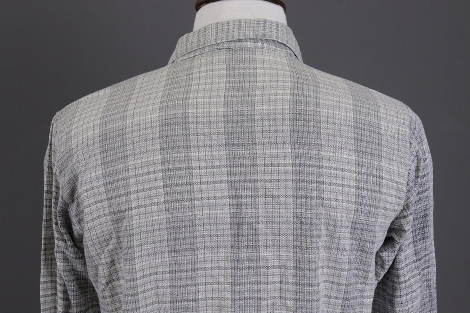 Designer Versace Sport Gray Check Textured Button Down Shirt Size 44 Size US M / EU 48-50 / 2 - 10 Thumbnail