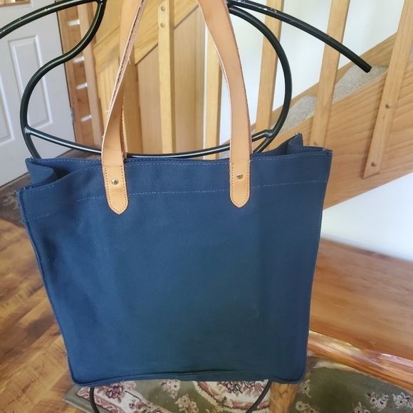Barneys New York Barneys New York + Canvas Blue & Leather Handled Tote with P Size ONE SIZE - 2 Thumbnail
