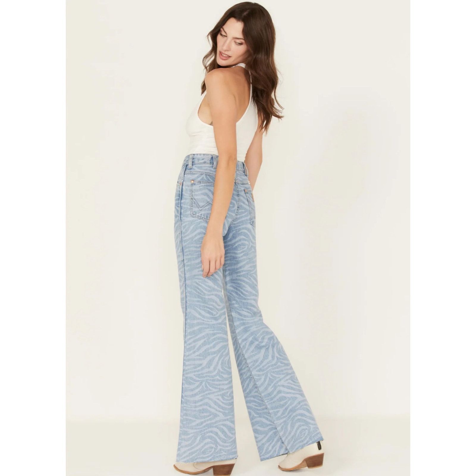 Wrangler ZOE ZEBRA WRANGLER FLARES raw hem high waisted western Size 30" / US 8 / IT 44 - 11 Thumbnail