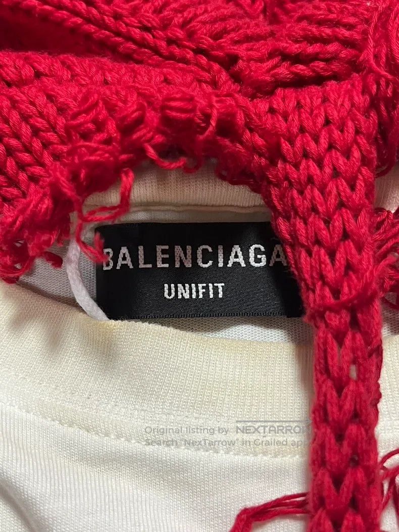 Balenciaga Balenciaga Red Coke Wave Destroyed Knit Sweater Faux Two-P Size US XS / EU 42 / 0 - 3 Thumbnail