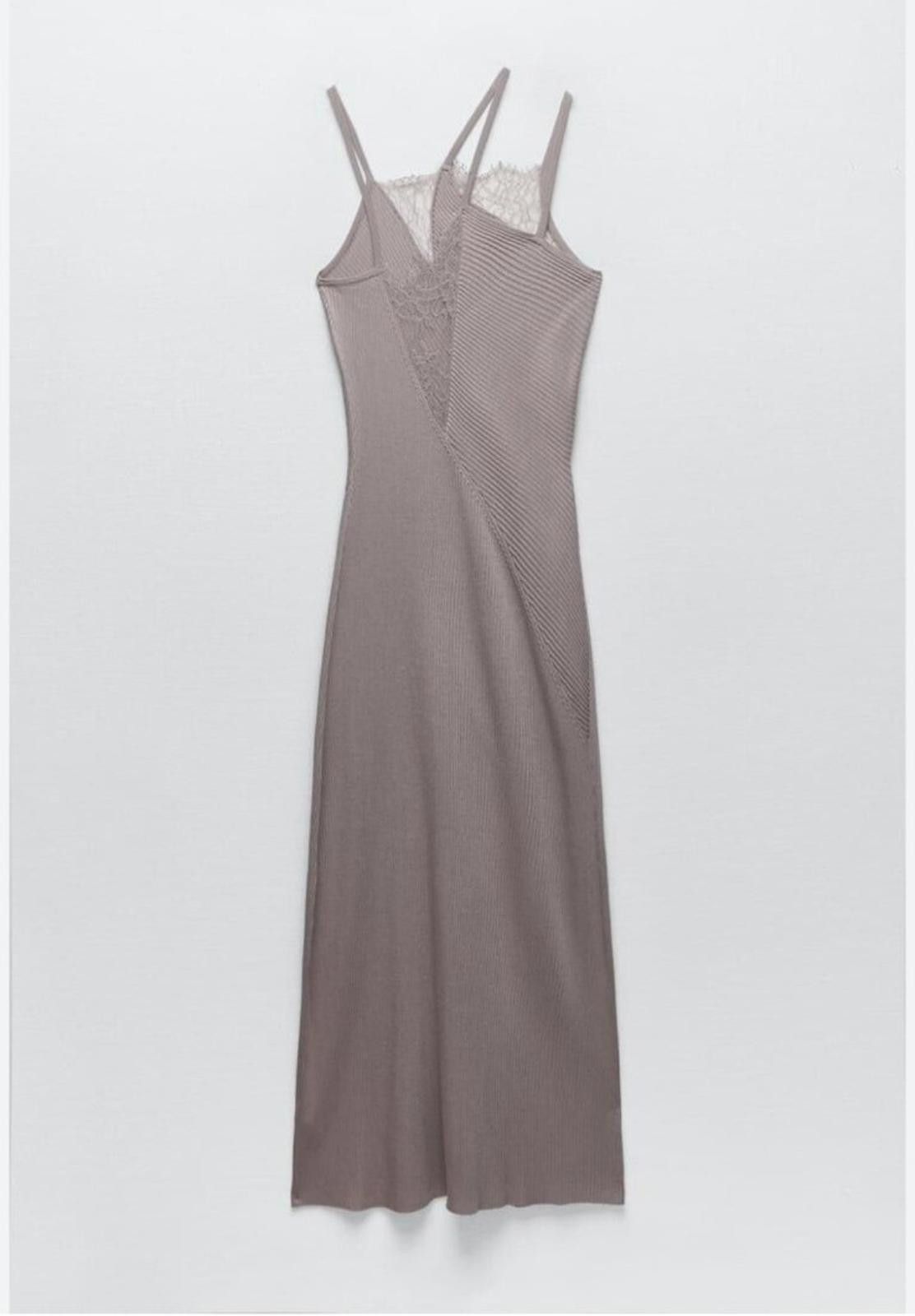 Zara Zara Asymmetrical Combination Knit Slip Lace Dress Lavender Size S / US 4 / IT 40 - 4 Thumbnail