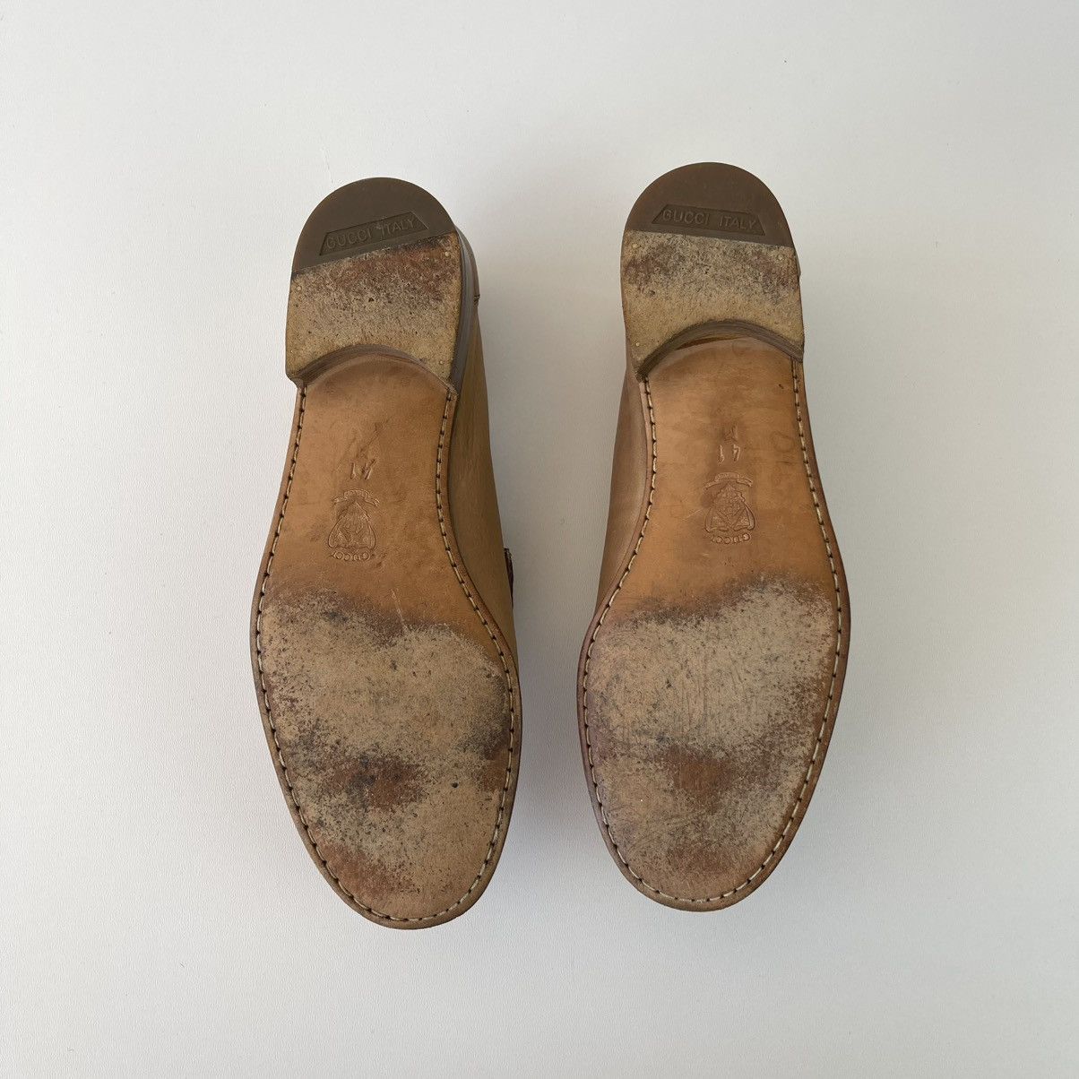 Gucci Gucci Leather Loafers Logo Vintage 80’s-90’s Shoes Beige Size US 7.5 / EU 40-41 - 10 Thumbnail