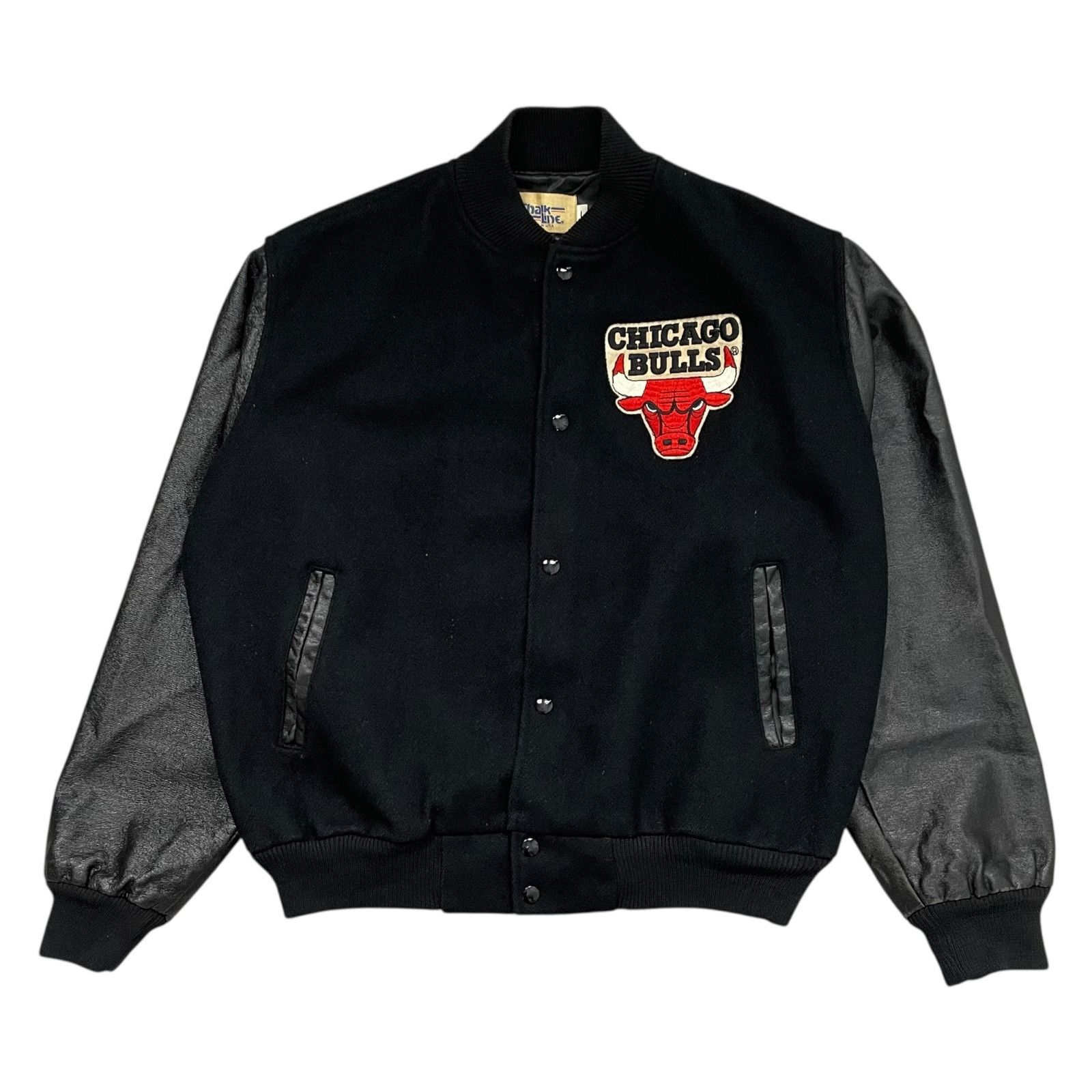 NBA VTG 90s CHICAGO BULLS CHALK LINE VARSITY JACKET WOOL BLACK L Size US L / EU 52-54 / 3 - 2 Thumbnail