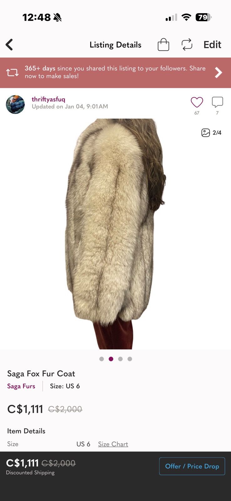 Sagafurs Saga fox cream fur coat Size M / US 6-8 / IT 42-44 - 4 Thumbnail