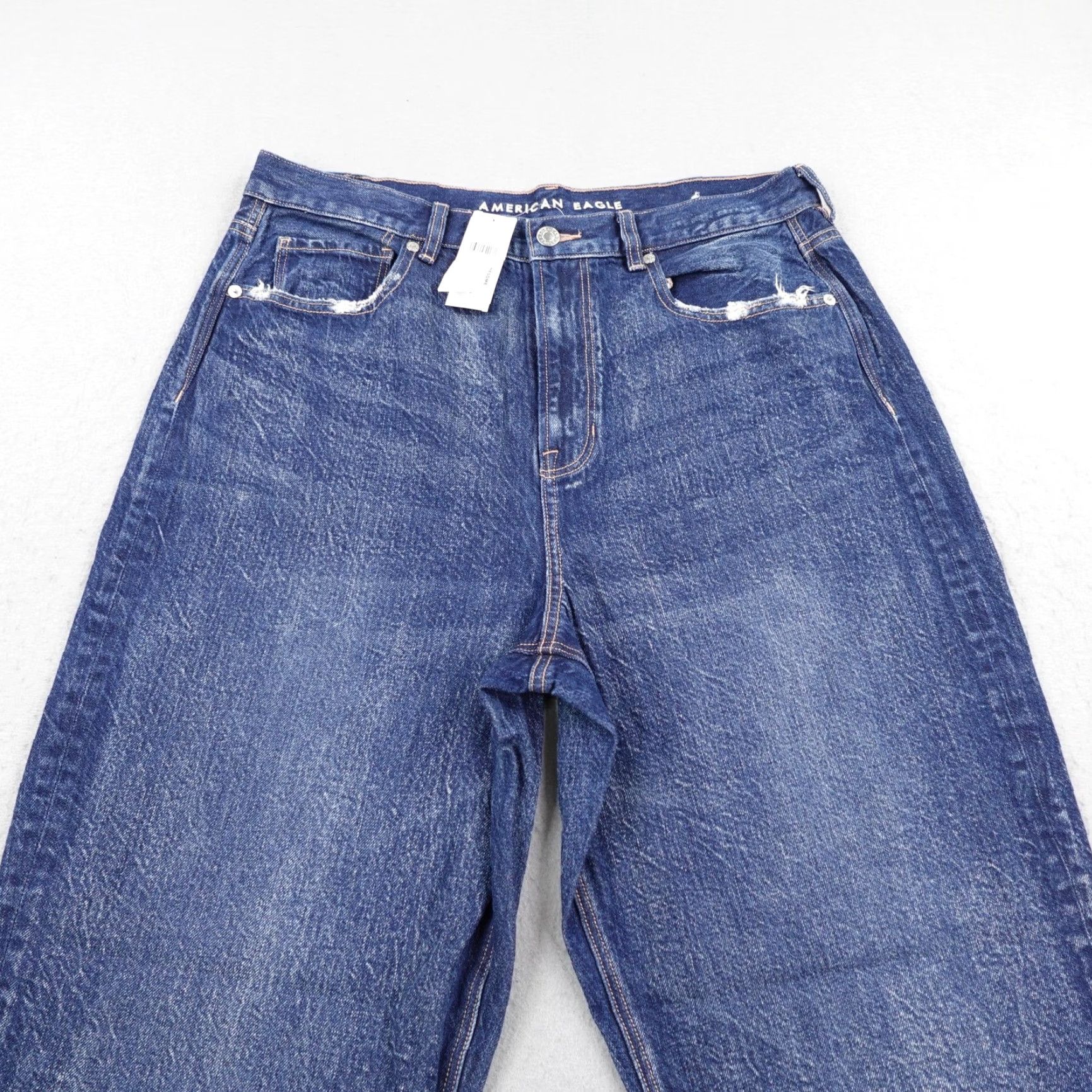 American Eagle Outfitters American Eagle Jeans Womens 12 Short Blue Denim Relaxed Mom Distressed Baggy NEW Size 34" / US 12 / IT 48 - 2 Thumbnail