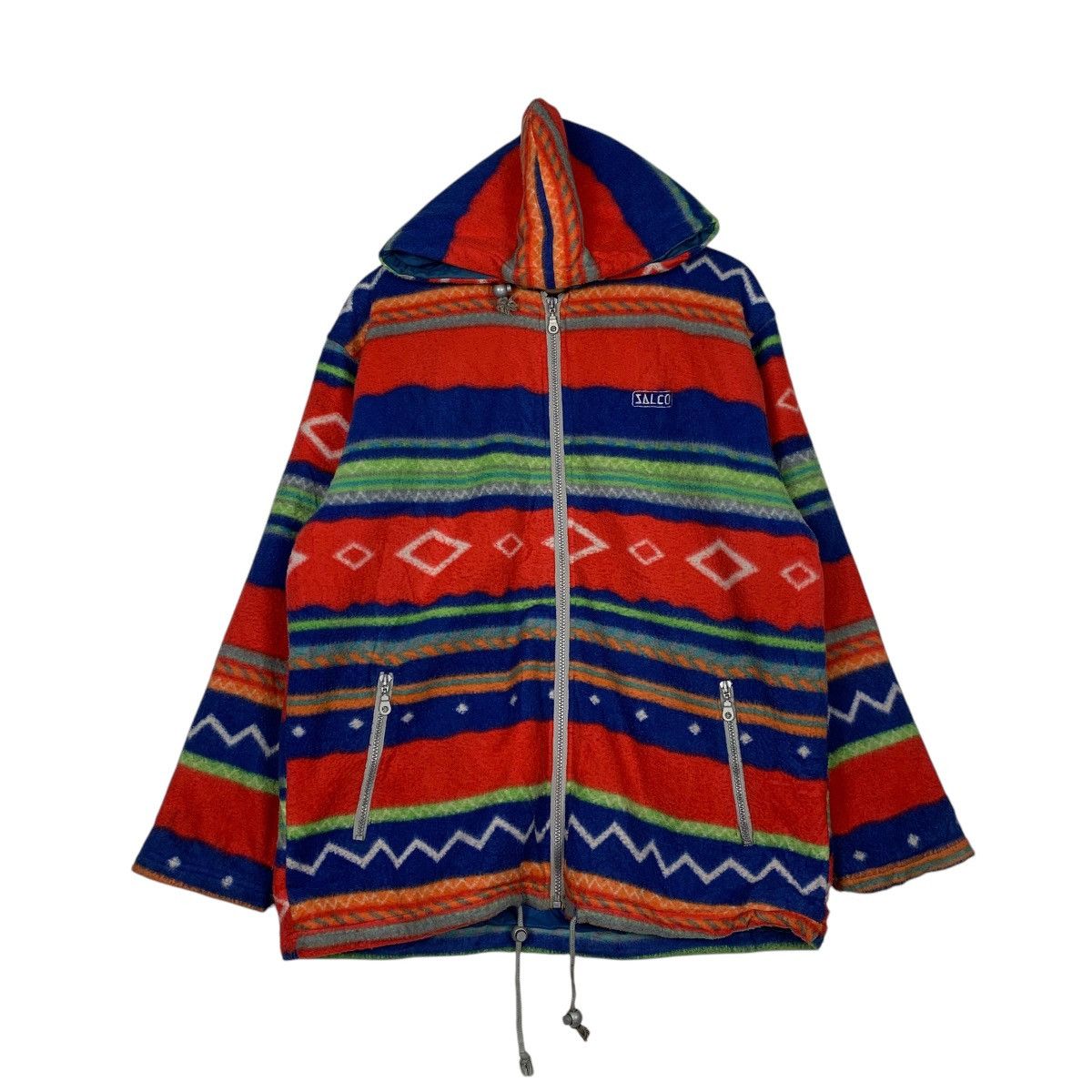 Japanese Brand Japanese Brand Salco Multicolor Aztech Fleece Hoodie Jacket Size US L / EU 52-54 / 3 - 1 Thumbnail