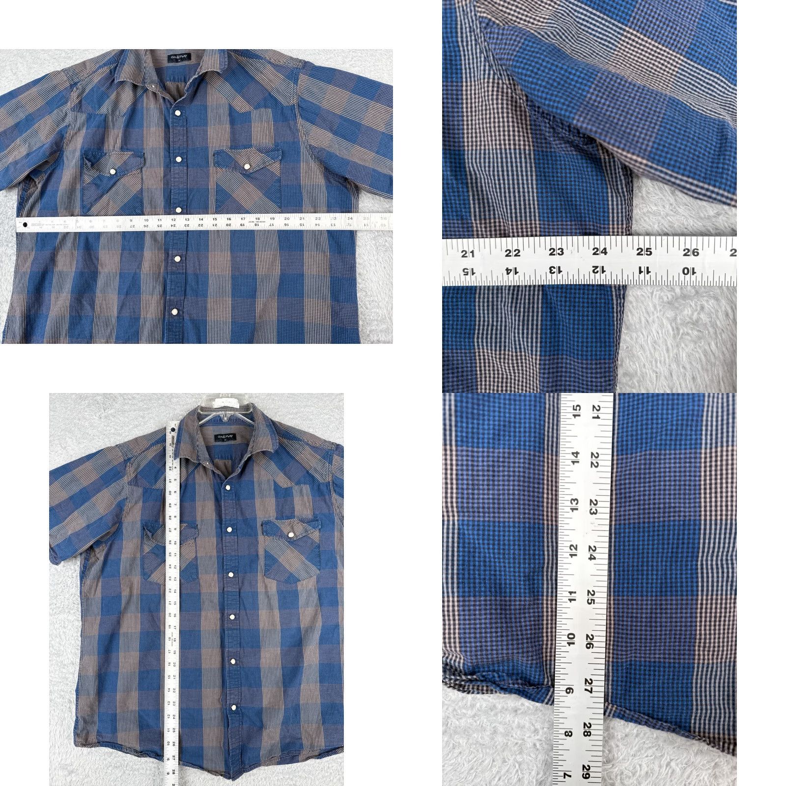 Doublet Double Pump Shirt Mens Extra Large Blue Gray Plaid Pearl Snap Western Pockets Size US XL / EU 56 / 4 - 8 Thumbnail