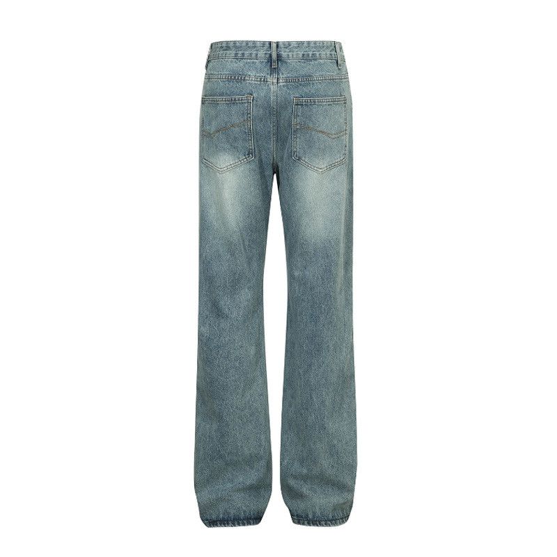 Jean Men's straight-leg washed distressed casual flared jeans Size US 32 / EU 48 - 2 Thumbnail