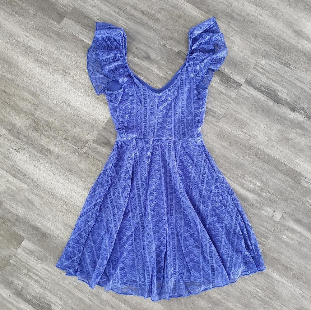 Designer Blue Laced Candie's Babydoll Boho Mini Size XS / US 0-2 / IT 36-38 - 2 Thumbnail