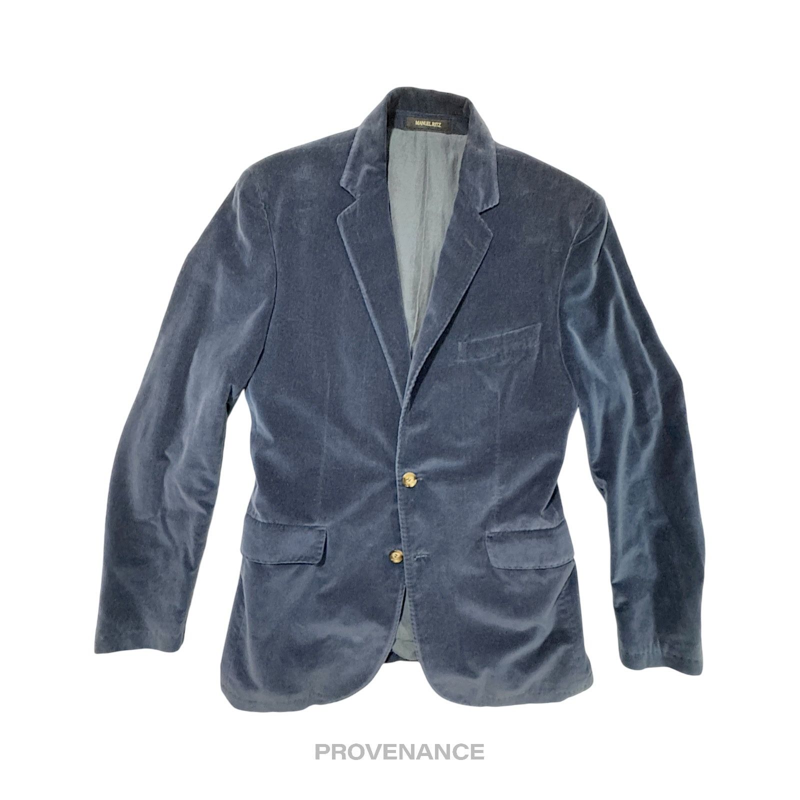 Manuel Ritz 🔴 Manuel Ritz Blazer Jacket - Blue Velour 50 (US 40) Size US M / EU 48-50 / 2 - 1 Thumbnail