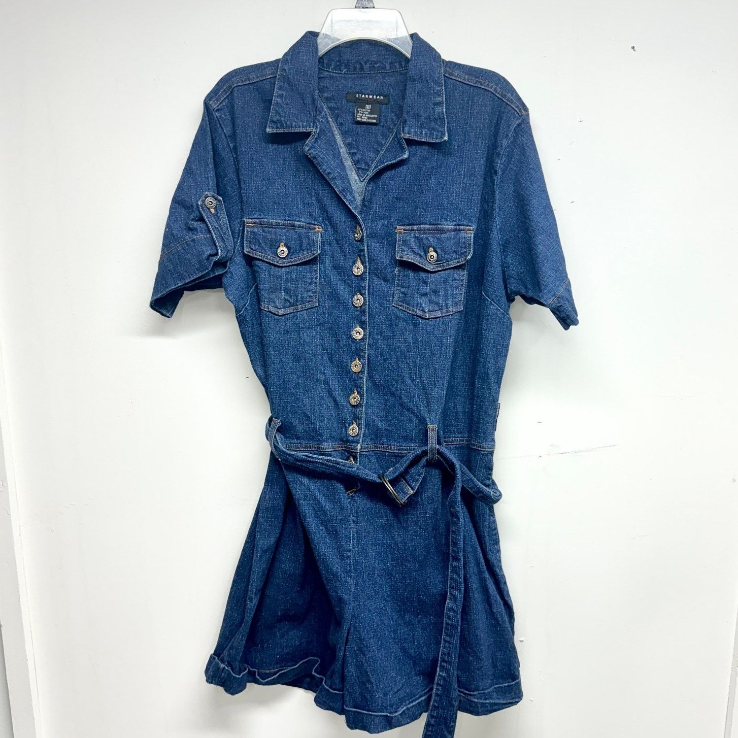 Vintage Vtg STARWEAR DENIM Jumper Romper Blue Jean Short Sleeve 3X Size 36" / US 14 / IT 50 - 1 Thumbnail