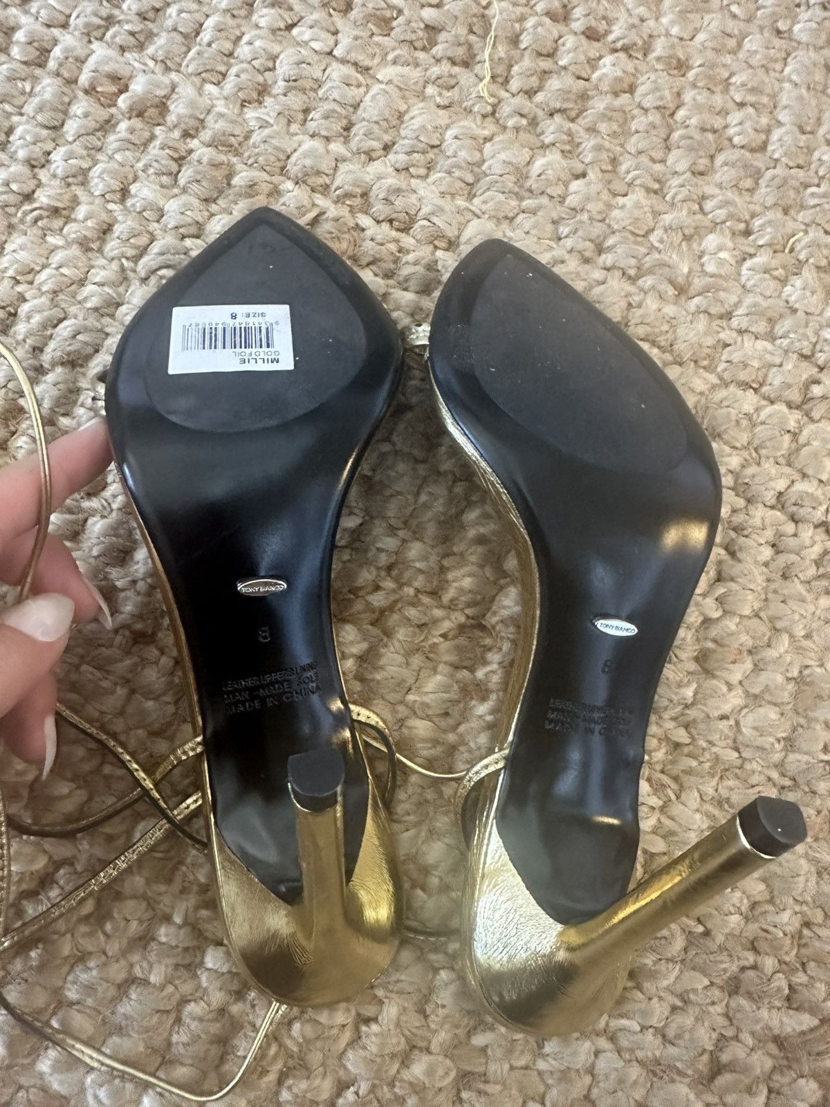 Tony Bianco TONY BIANCO MILLIE GOLD FOIL HEELS SIZE 8 Size US 8 / IT 38 - 8 Thumbnail