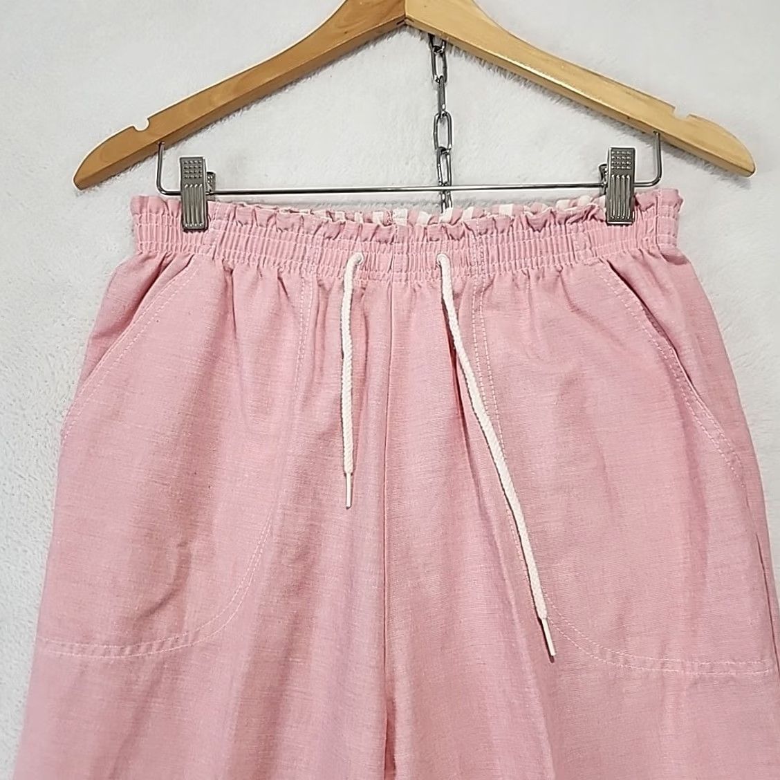 Pinko VINTAGE Cape Cod Pink Elastic Waist Comfort Beach Retro Pants Womens 10 Straight Leg High Rise Cotton Blend Size 32" / US 10 / IT 46 - 5 Thumbnail