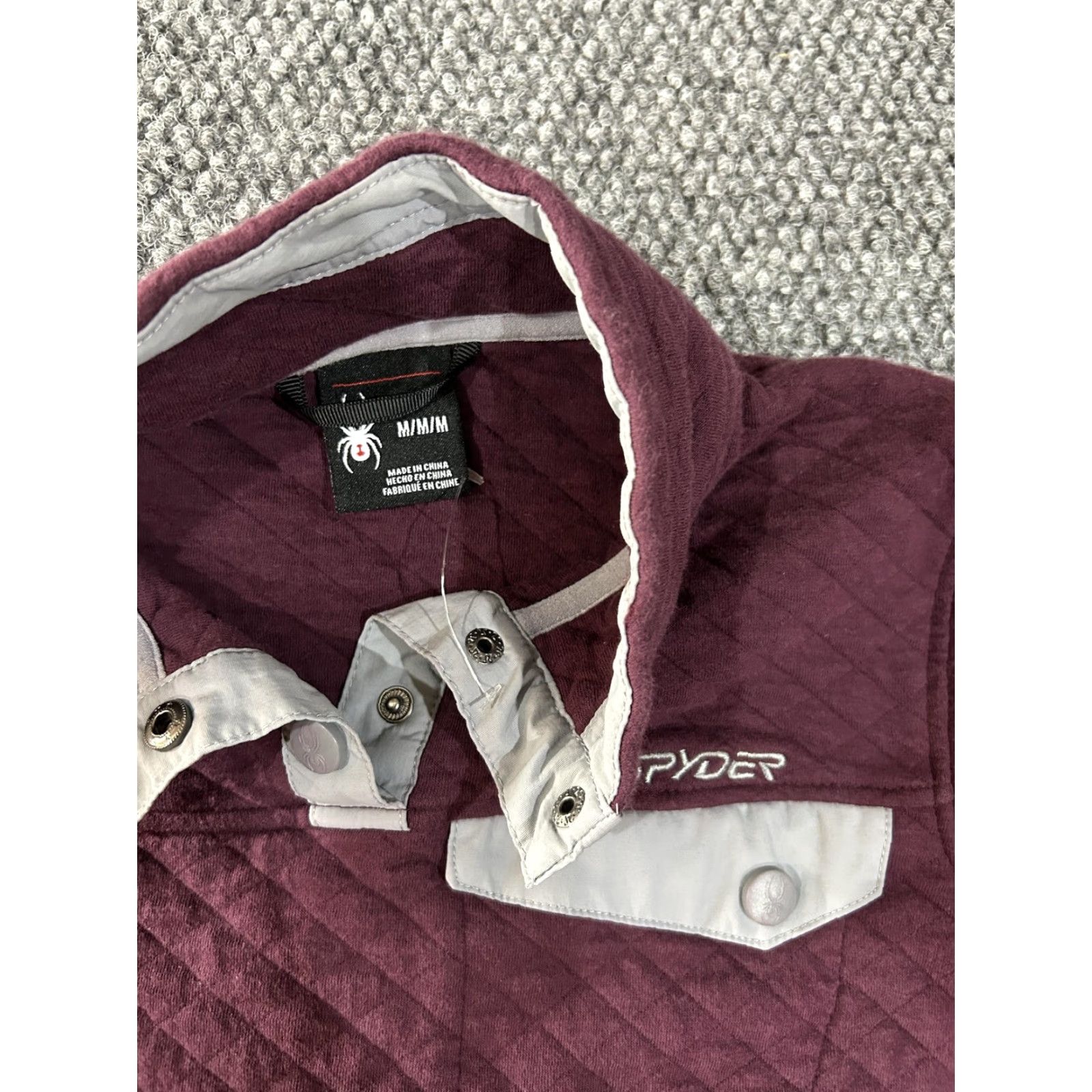 Spyder Spyder Pullover Womens Medium Burgundy Quilted Snap Mock Neck Sweater Athletic Size M / US 6-8 / IT 42-44 - 4 Thumbnail