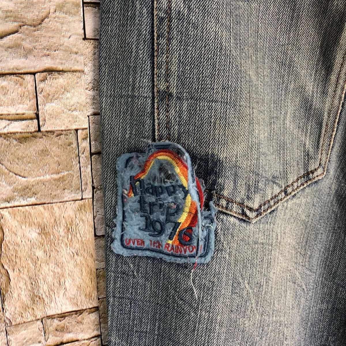 Japanese Brand One Beach Blue Distressed Denim Pants #A130 Size US 31 - 23 Thumbnail