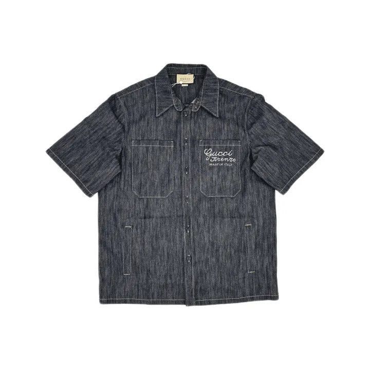 Gucci Gucci Gucci Denim Shirt with Jacquard Detail -2506 Size US M / EU 48-50 / 2 - 2 Thumbnail