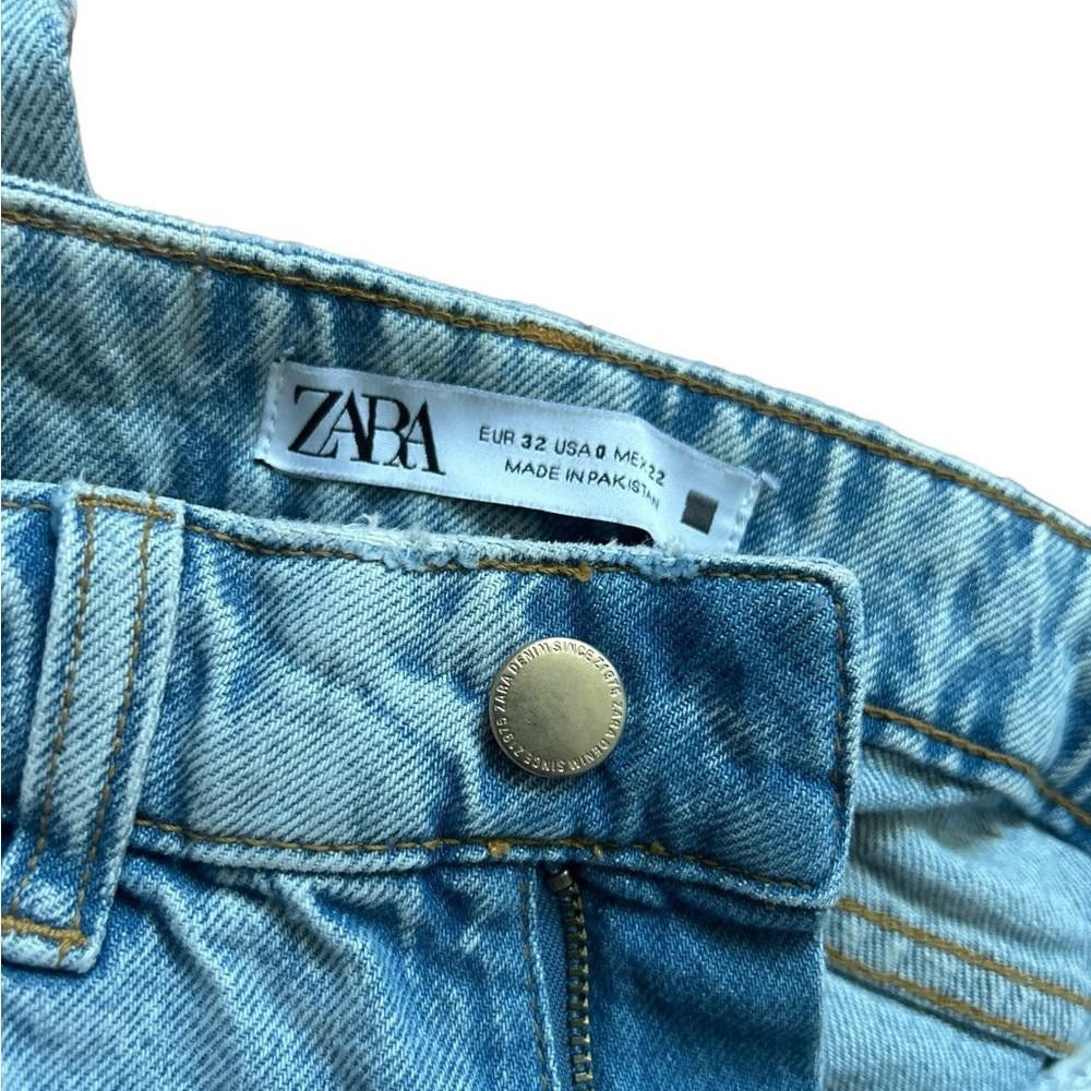Zara Zara High waist Rise Blue Tattered mom jeans Size 25" / US 0 / IT 36 - 7 Thumbnail