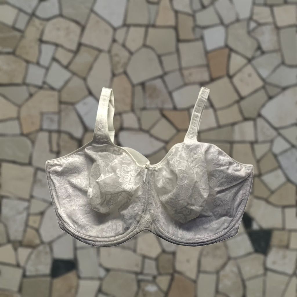 Vintage Lunaire White Lace Underwire Bra With Floral Embroidery & Adjustable Straps #5861 Size ONE SIZE - 1 Thumbnail