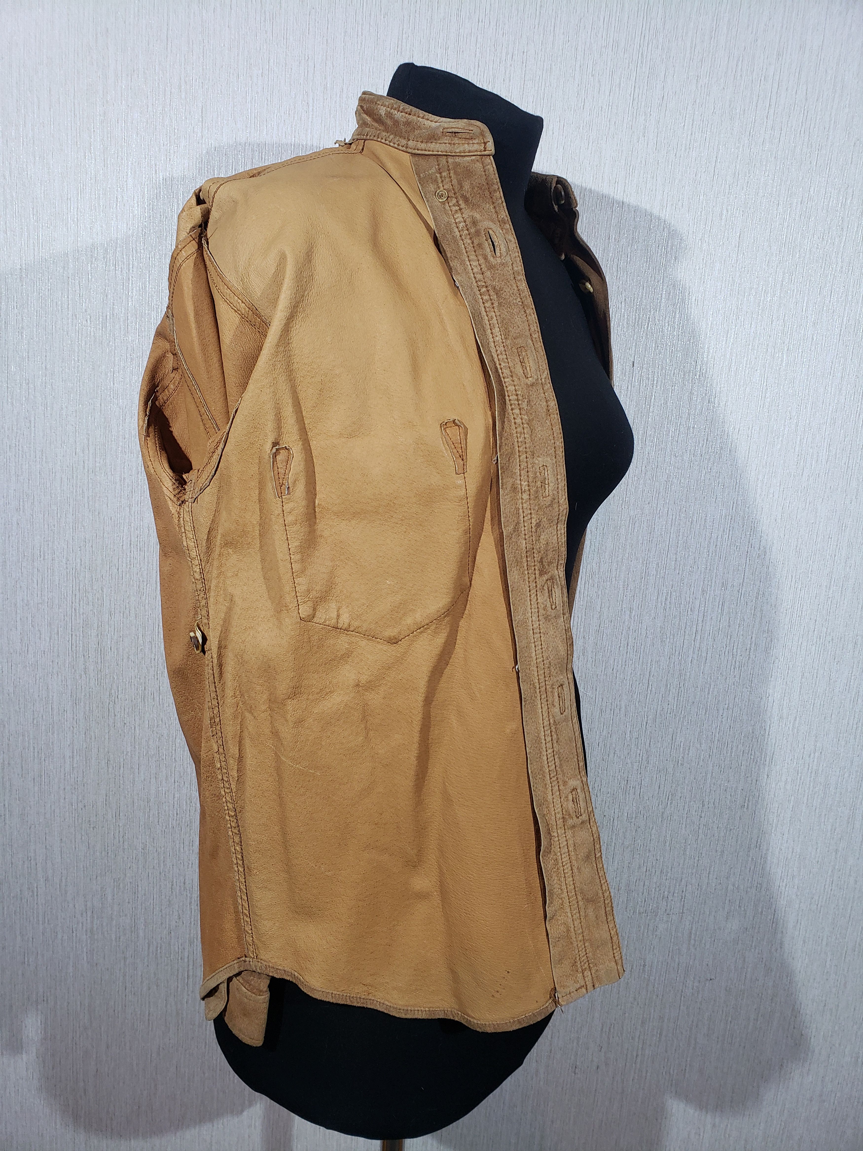 Genuine Leather Brown suede men's shirt. Size US S / EU 44-46 / 1 - 6 Thumbnail