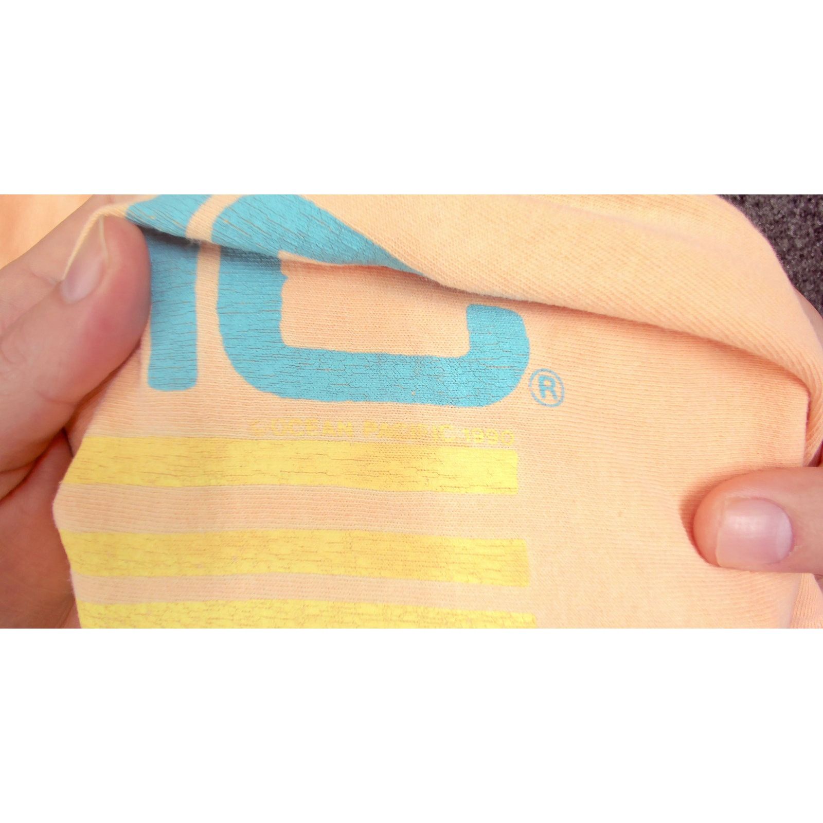 Ocean Pacific 1990 Ocean Pacific OP Neon Surfer Peach Single Stitch Tee Size US M / EU 48-50 / 2 - 8 Thumbnail