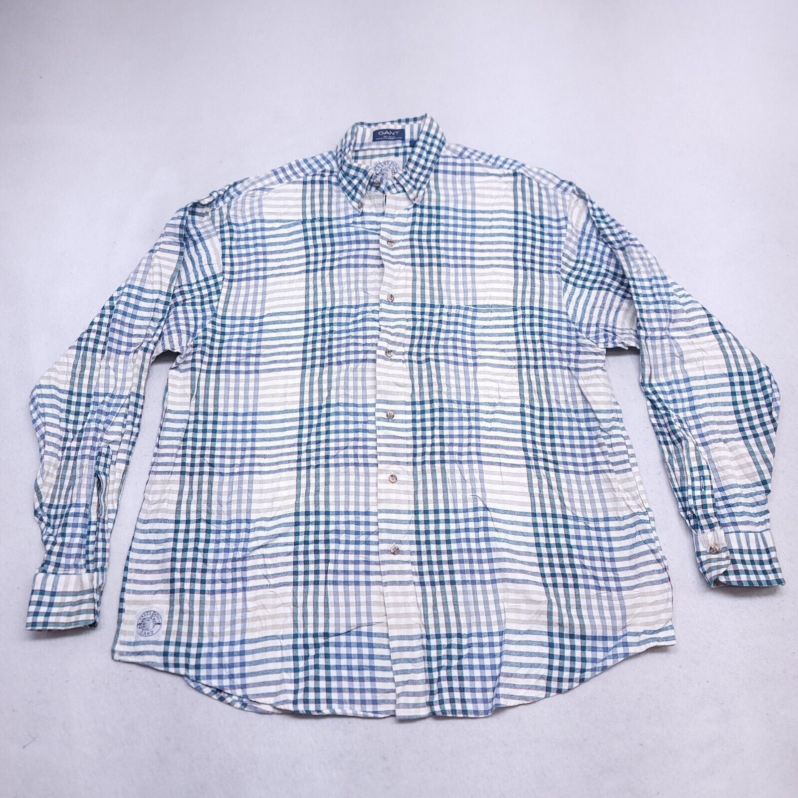 Gant Gant Casual Button Up Shirt Mens Size Large Green Blue White Size US L / EU 52-54 / 3 - 2 Thumbnail