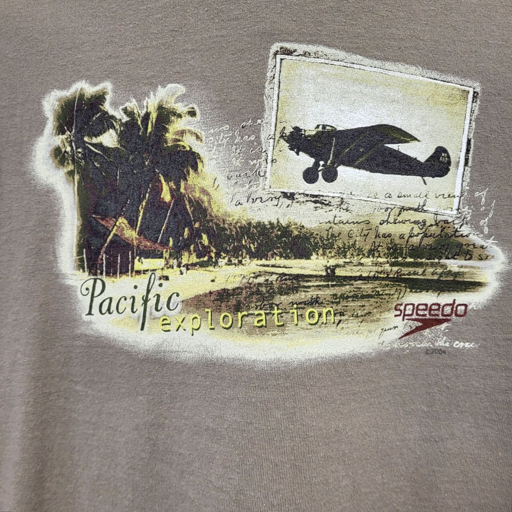 Speedo VINTAGE Speedo T-Shirt XL Mens Brown Airplane Beach Swimming Y2K Surf 2004 90s Graphic Print Short Sleeve Crew Neck Size US XL / EU 56 / 4 - 3 Thumbnail