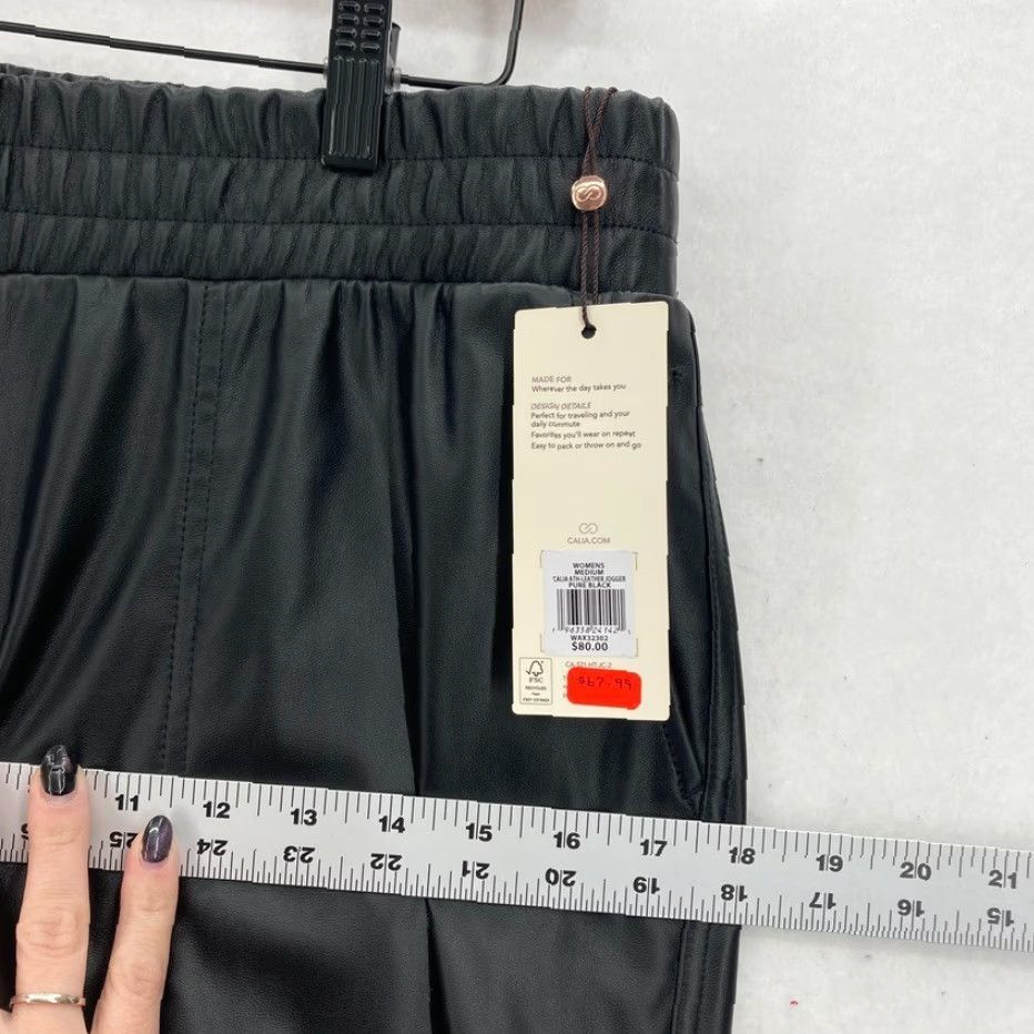 Vintage Calia Faux Leather Jogger Pants Women's Medium Black High Rise Stretch NWT Size 32" / US 10 / IT 46 - 7 Thumbnail