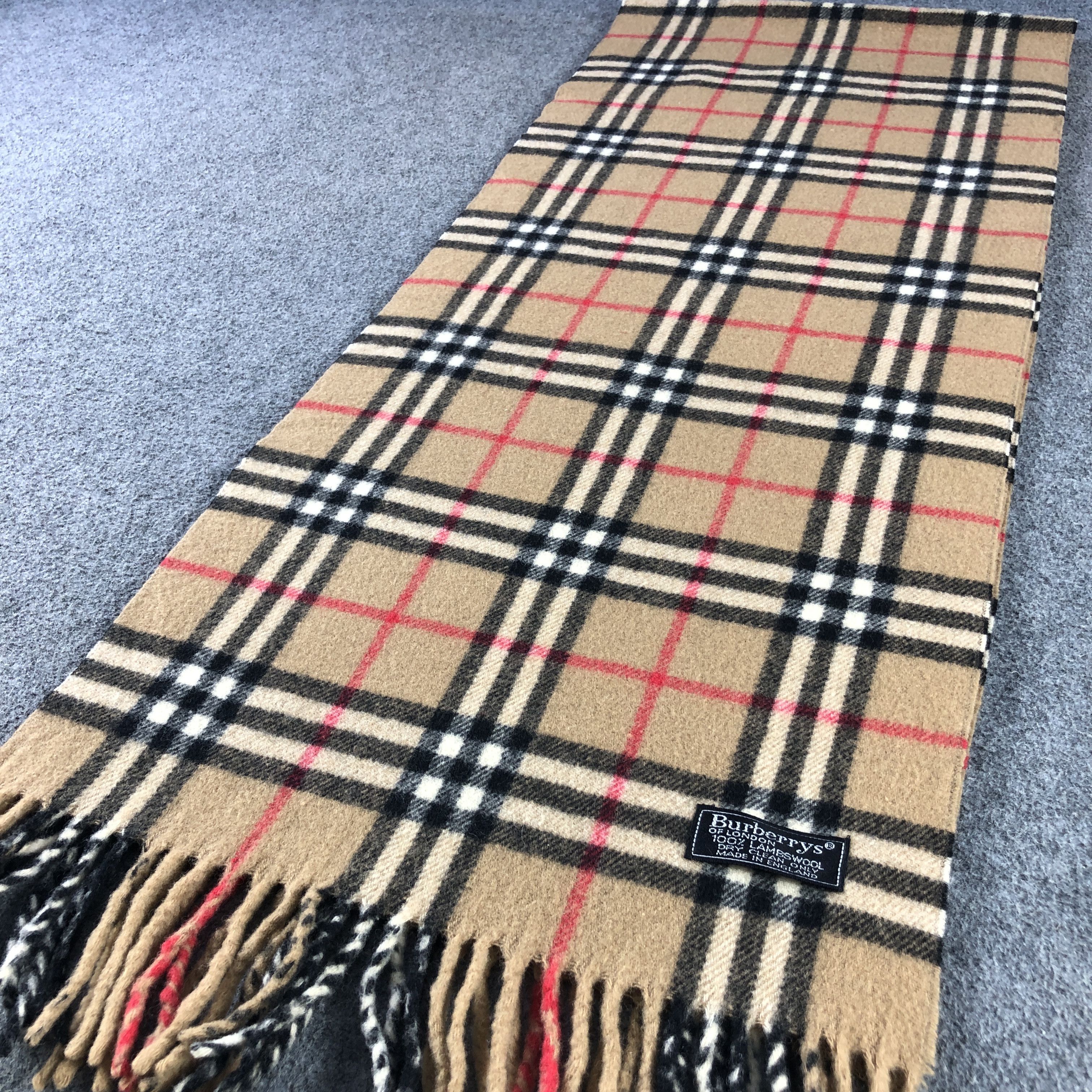 Burberry Burberry Tan Nova Check Wool Scarf Muffler V2863 Size ONE SIZE - 3 Thumbnail