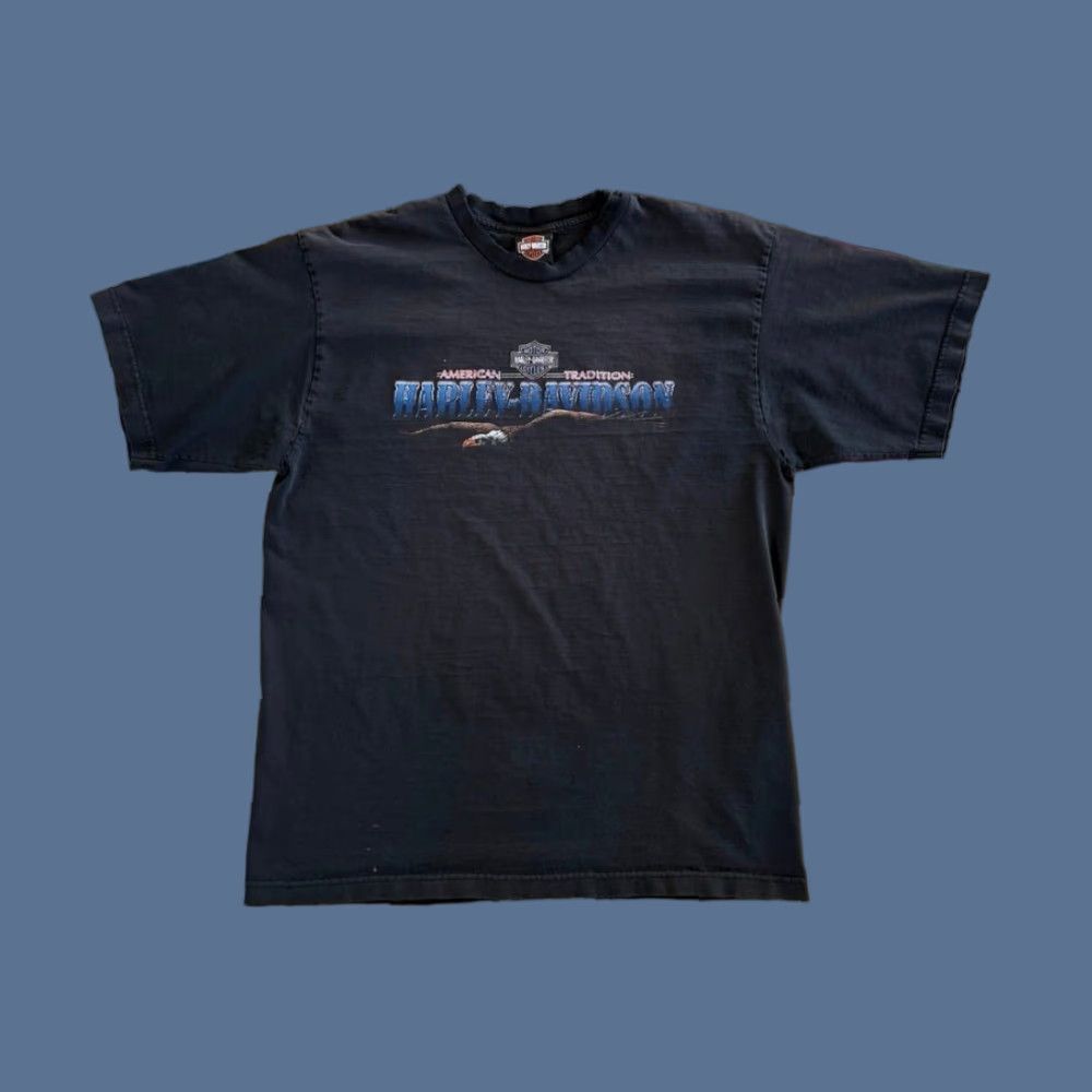 Harley Davidson VINTAGE Harley Davidson Biker T-Shirt XL Men Short Sleeve Black Distressed 1990s Motorcycle 90s Spring Fall Summer Made USA Size US XL / EU 56 / 4 - 1 Thumbnail