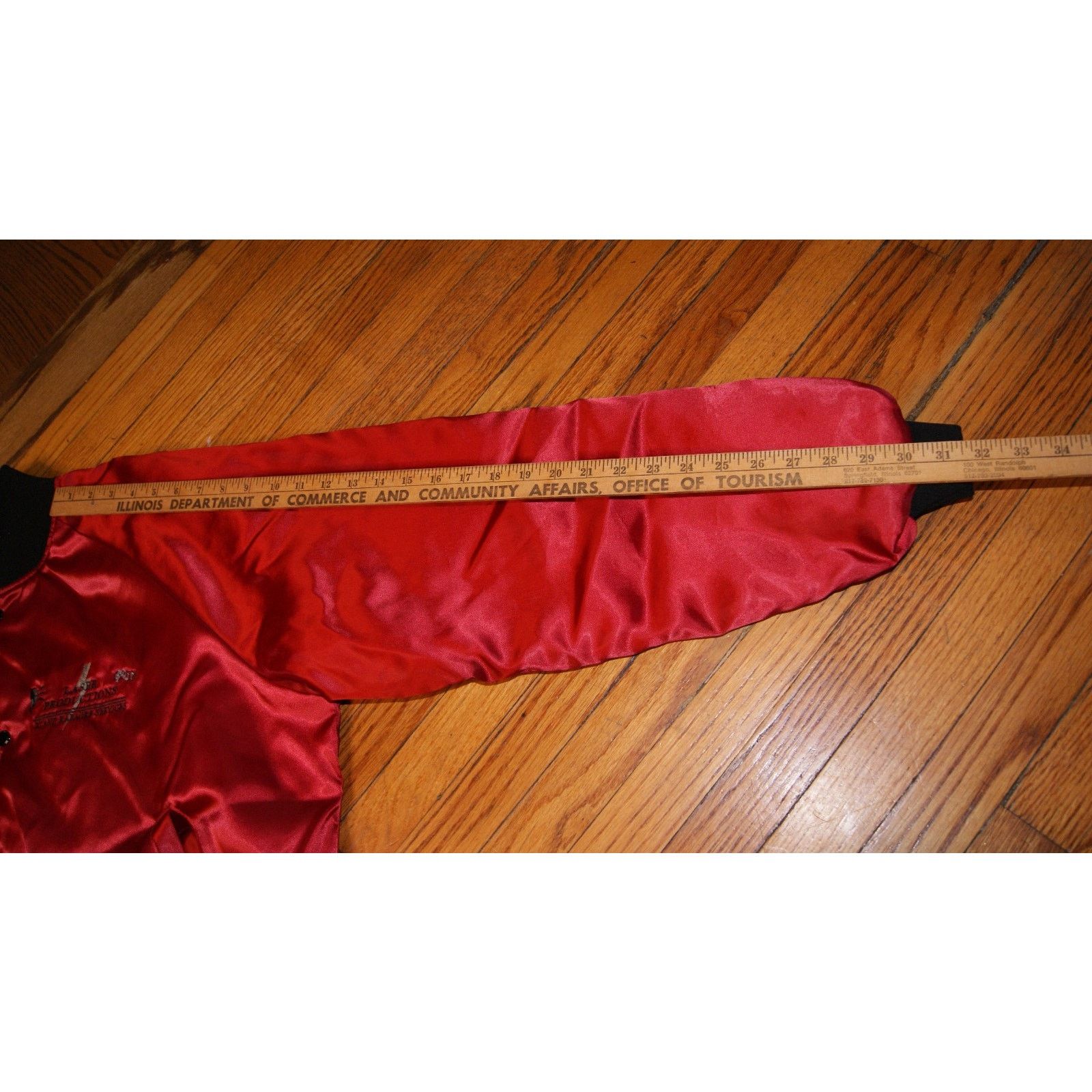 Vintage VTG DJ Laser Red Satin L Bomber Jacket Coat Quilt Lined Size US L / EU 52-54 / 3 - 10 Thumbnail