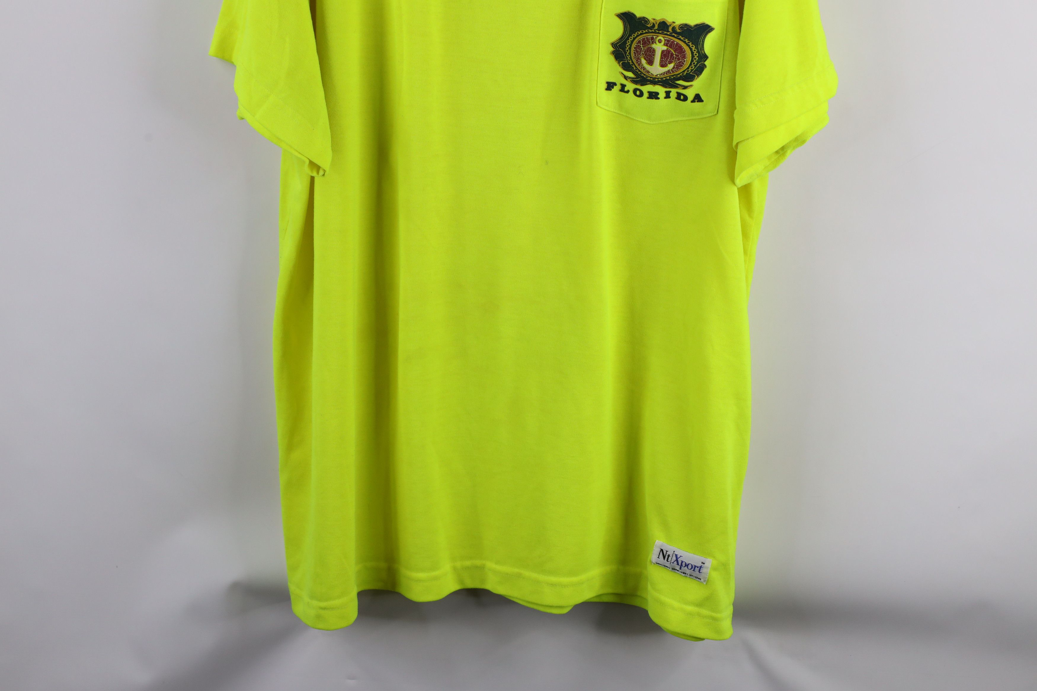 Vintage Vintage 90s Streetwear Florida Pocket T-Shirt Neon Yellow Size US XXL / EU 58 / 5 - 3 Thumbnail