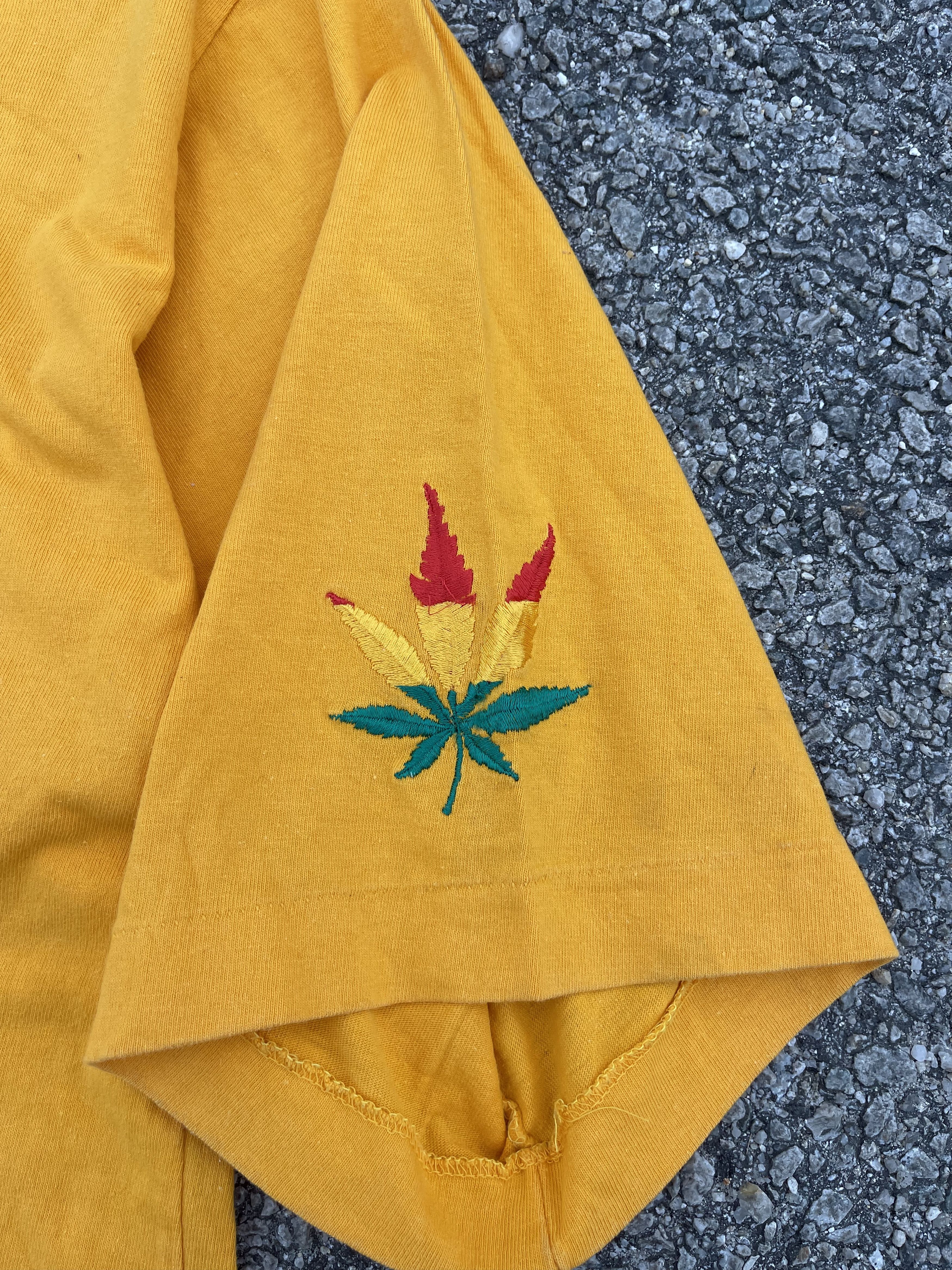 If Six Was Nine × Le Grande Bleu (L.G.B.) × Vintage Vintage 90s Marijuana / Cannabis Embroidery Yellow Size US XXL / EU 58 / 5 - 7 Thumbnail