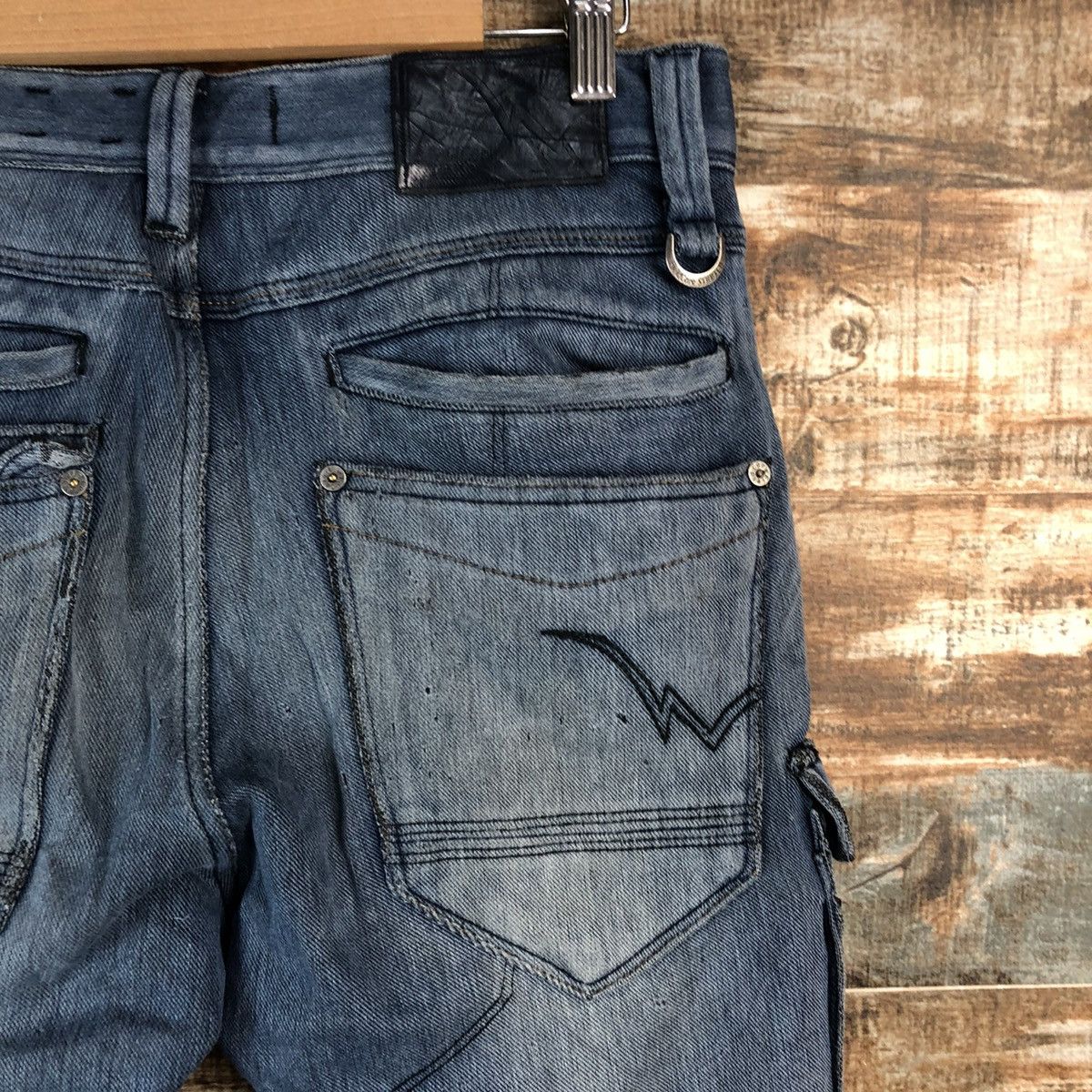 Japanese Brand Field Core Blue ripped Distressed Denim cargo Pants #A2126 Size US 29 - 21 Thumbnail